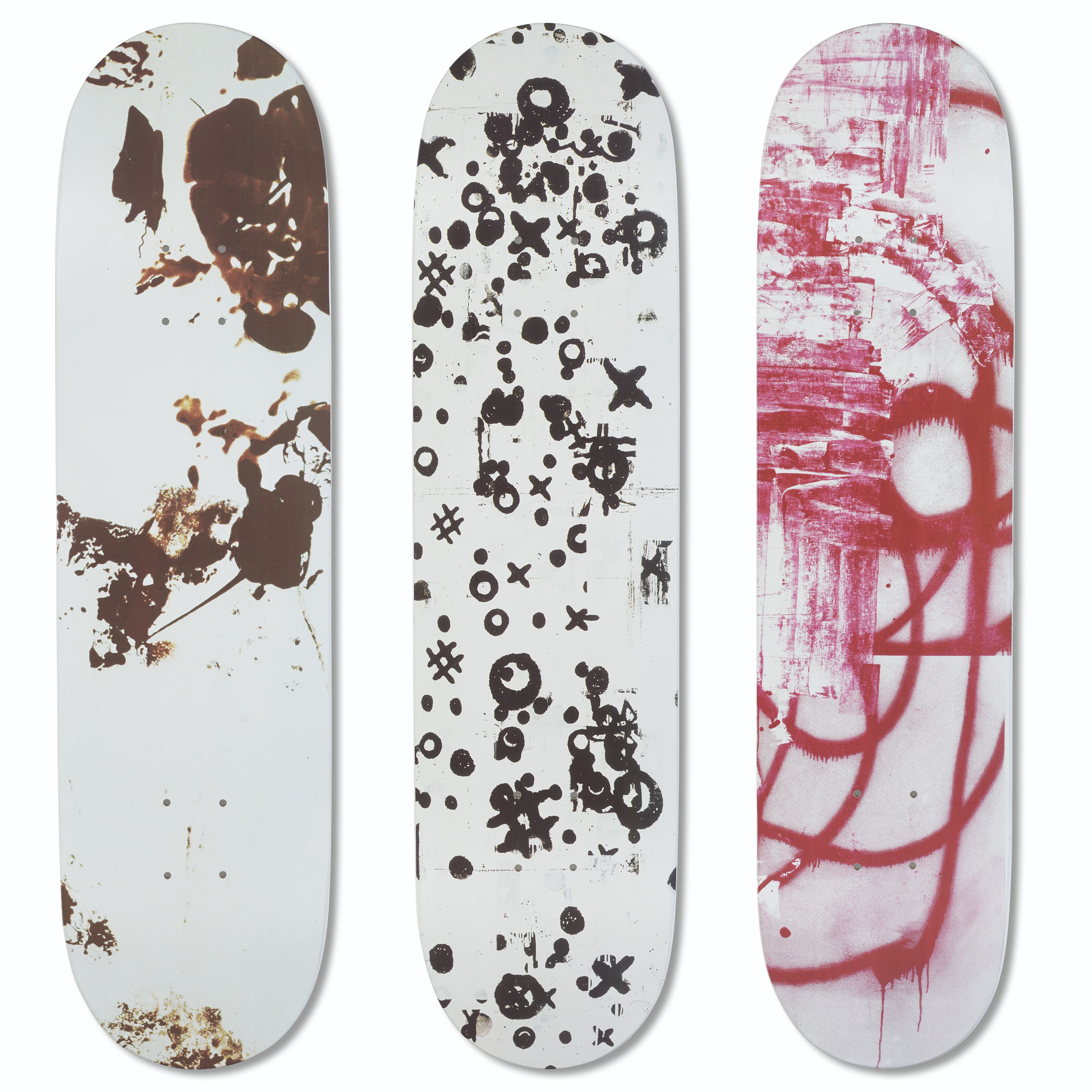 A SET OF THREE GEORGE CONDO LADY MAN SUPERMAN SKATEBOARDS SUPREME 2009 Christie s