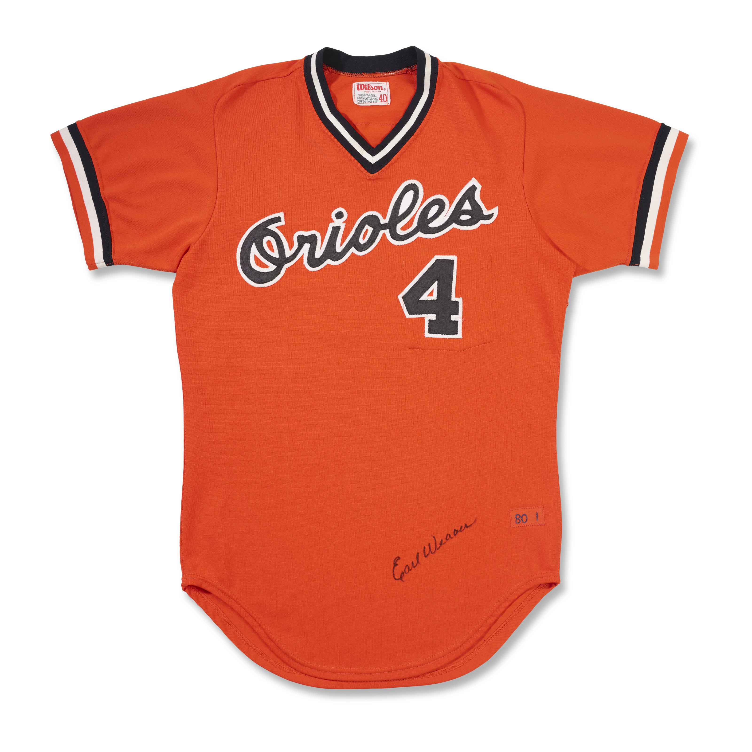 1980 Earl Weaver Baltimore Orioles Professional Model Alternate Jersey with  Custom Cigarette Pocket (MEARS A10)