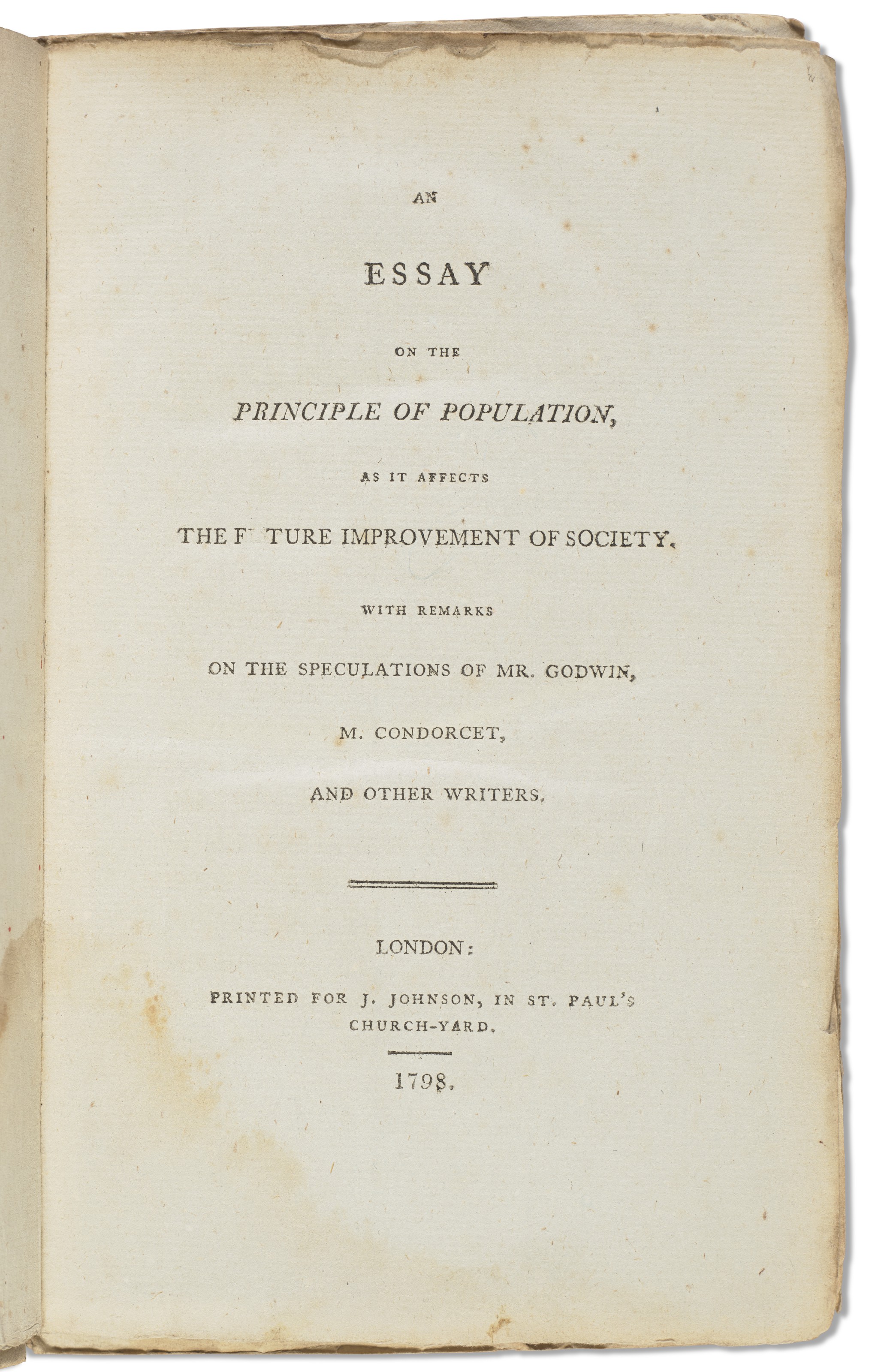 malthus essay on the principle of population summary