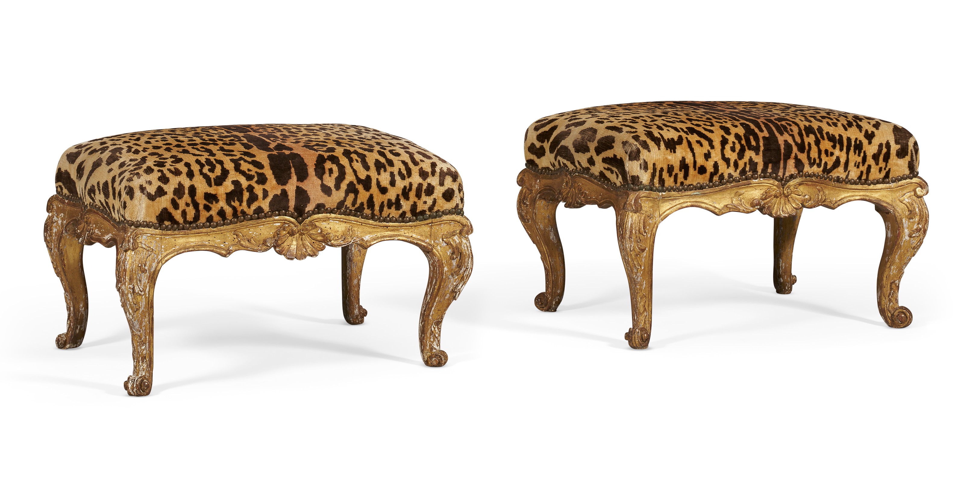 A pair of north Italian giltwood tabourets, c. 1750-55. Sold for $8,750 on 19 October 2021, Online