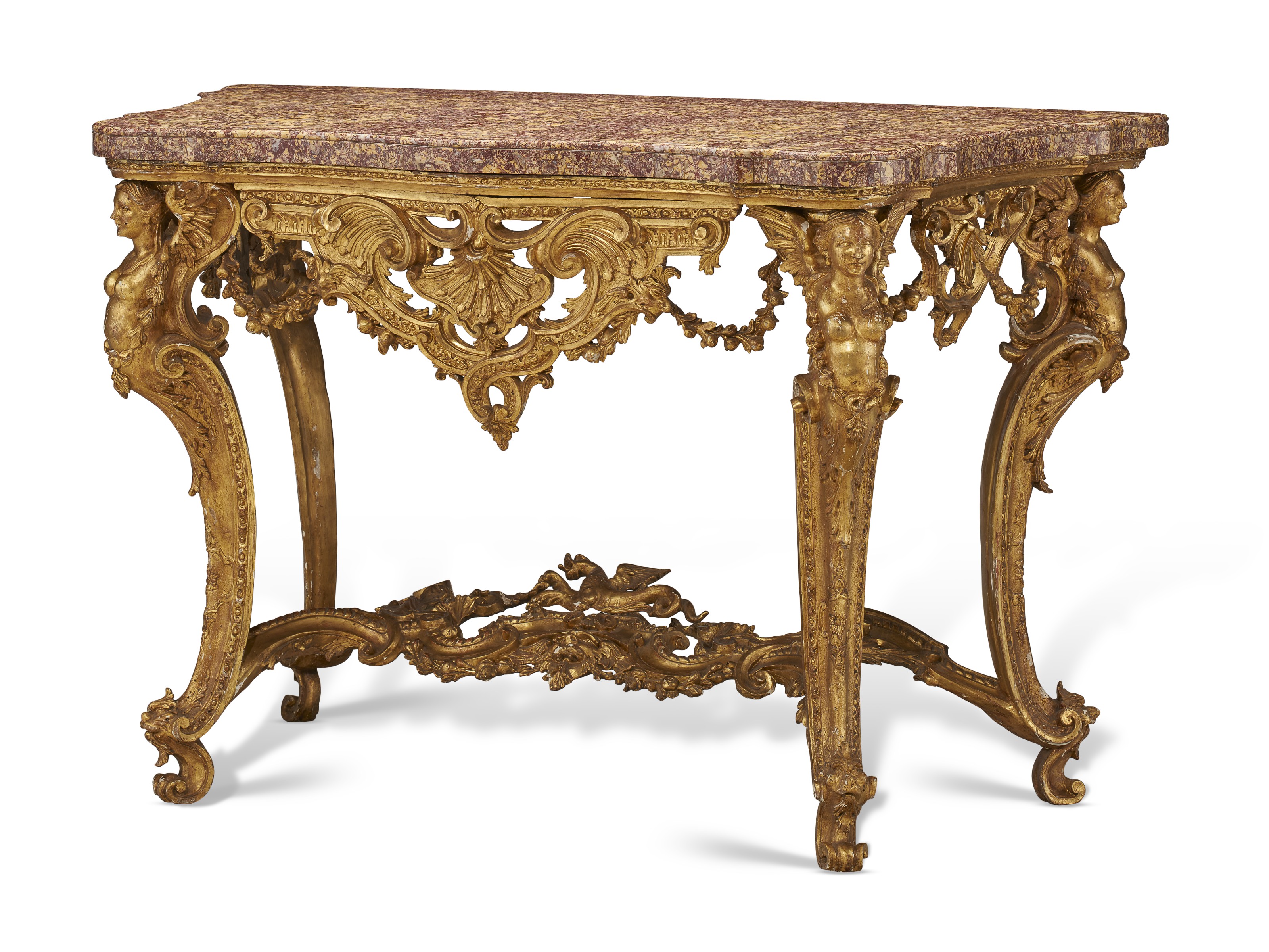 An Italian giltwood console table, Genoa, second quarter 18th century