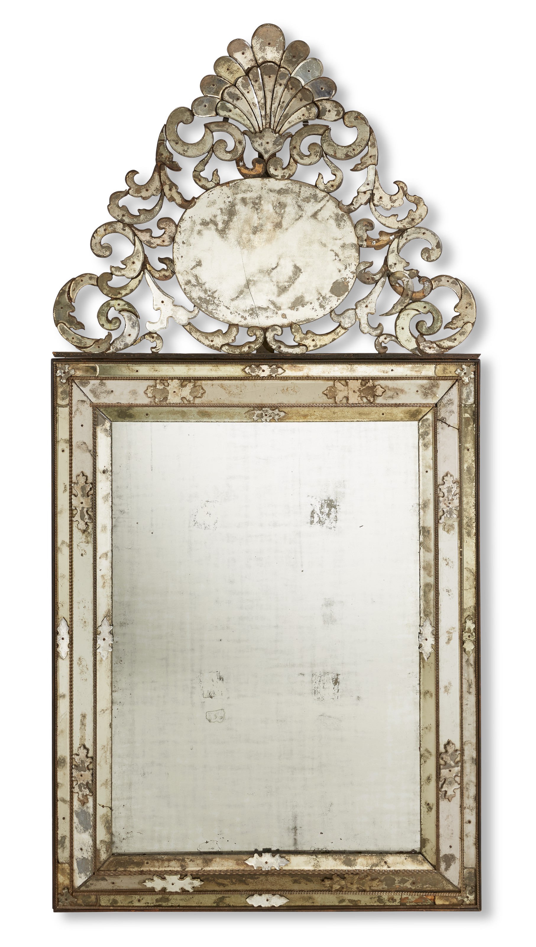 A north Italian clear glass mirror, probably Venice, c. 1725. Sold for $12,500 on 19 October 2021, Online