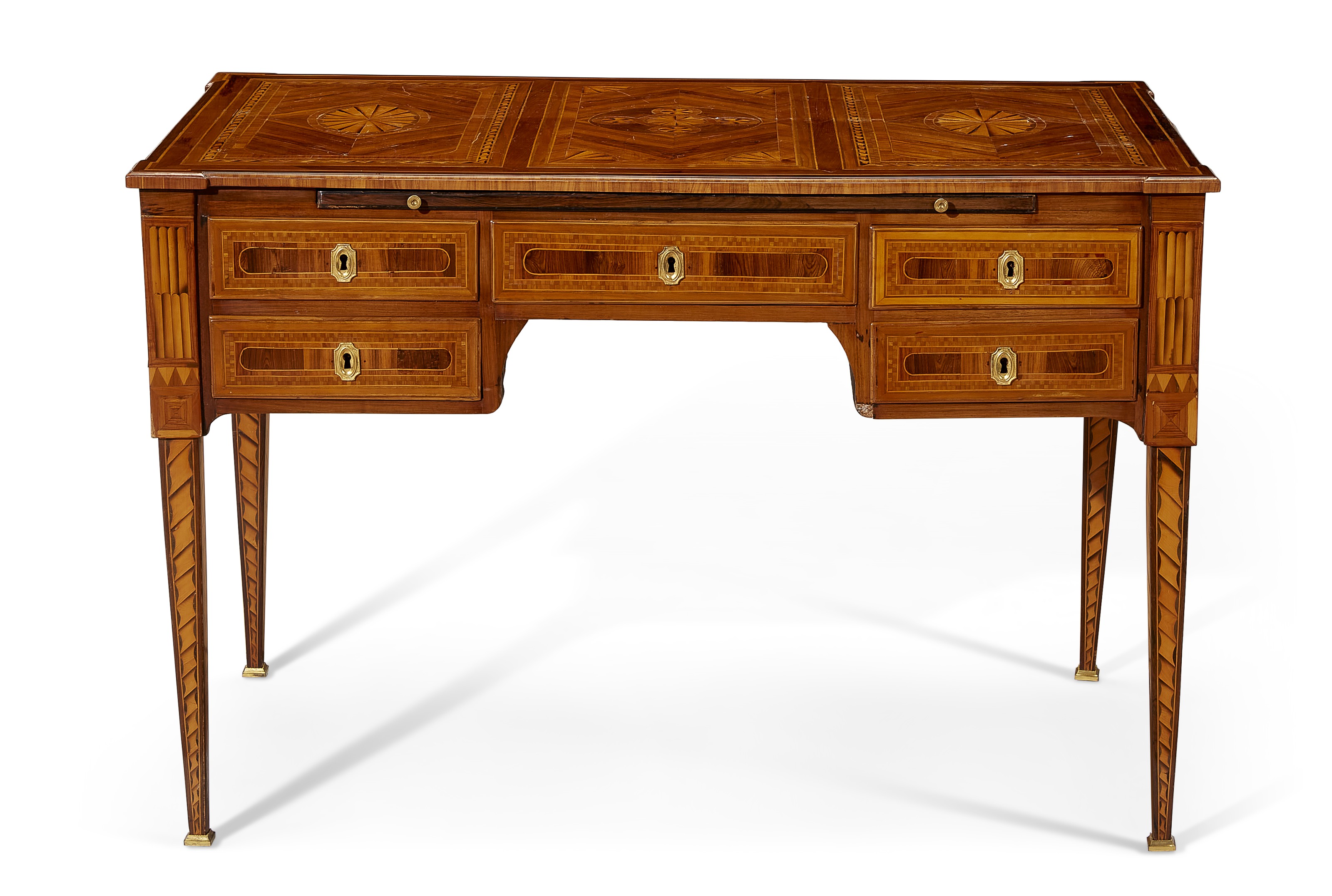 An Italian tulipwood, amaranth and parquetry desk, late 18th century. Sold for $4,750 on 19 October 2021, Online