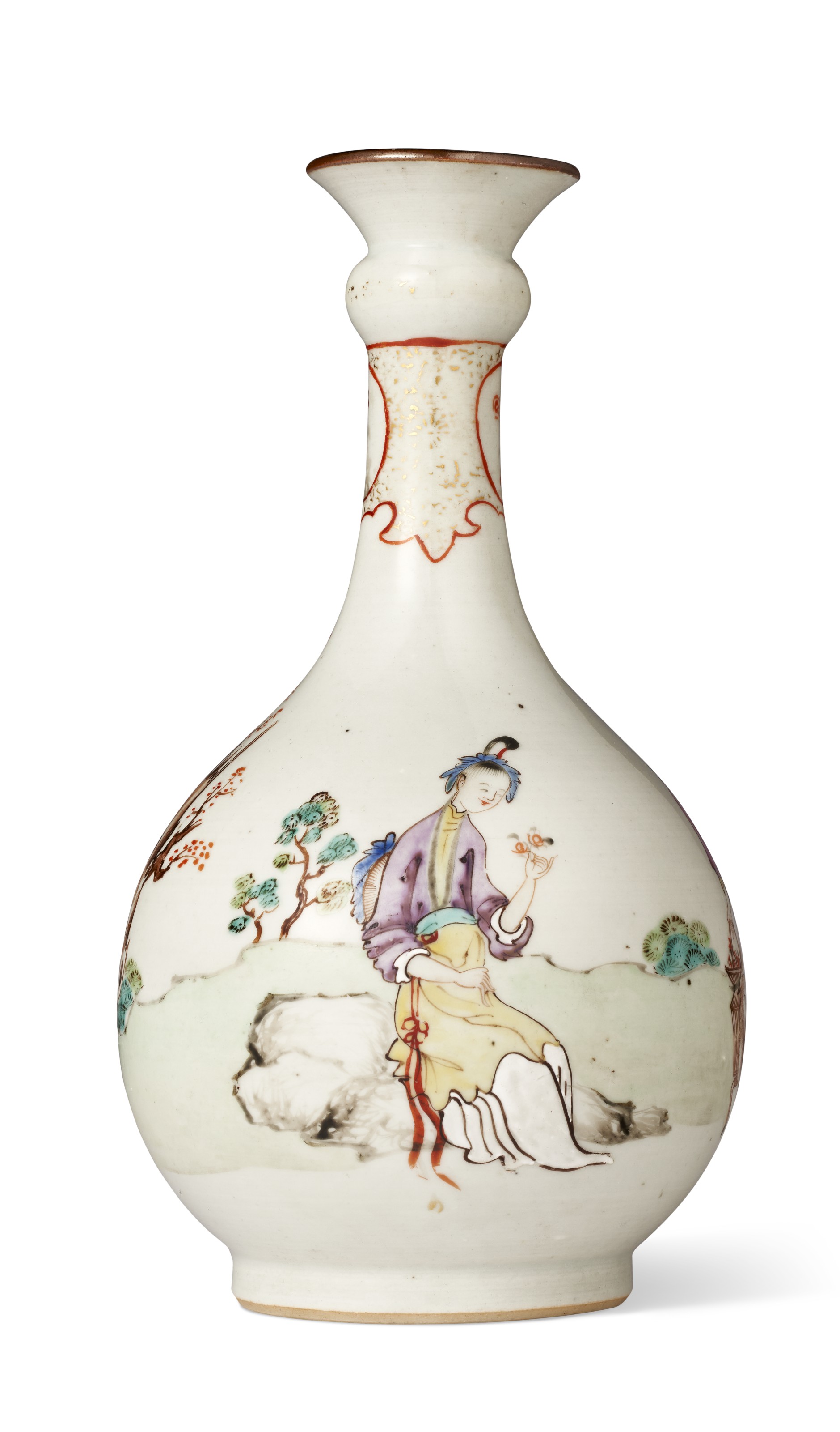 A CHINESE FAMILLE ROSE PEARFORM VASE, QIANLONG PERIOD (17361795