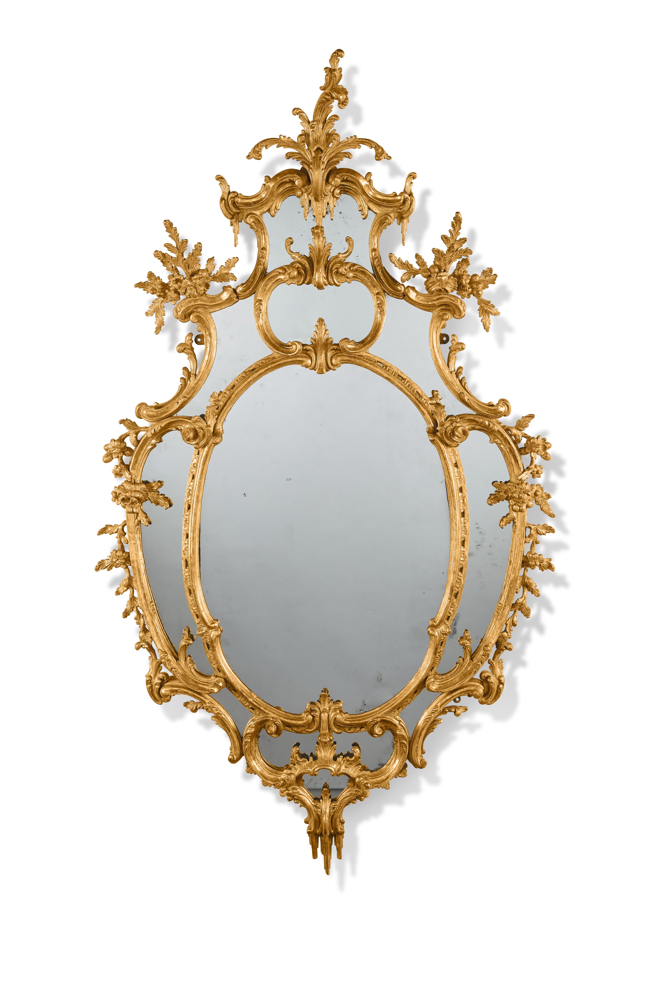 An early George III giltwood mirror, c. 1760. Sold for $20,000 on 19 October 2021, Online