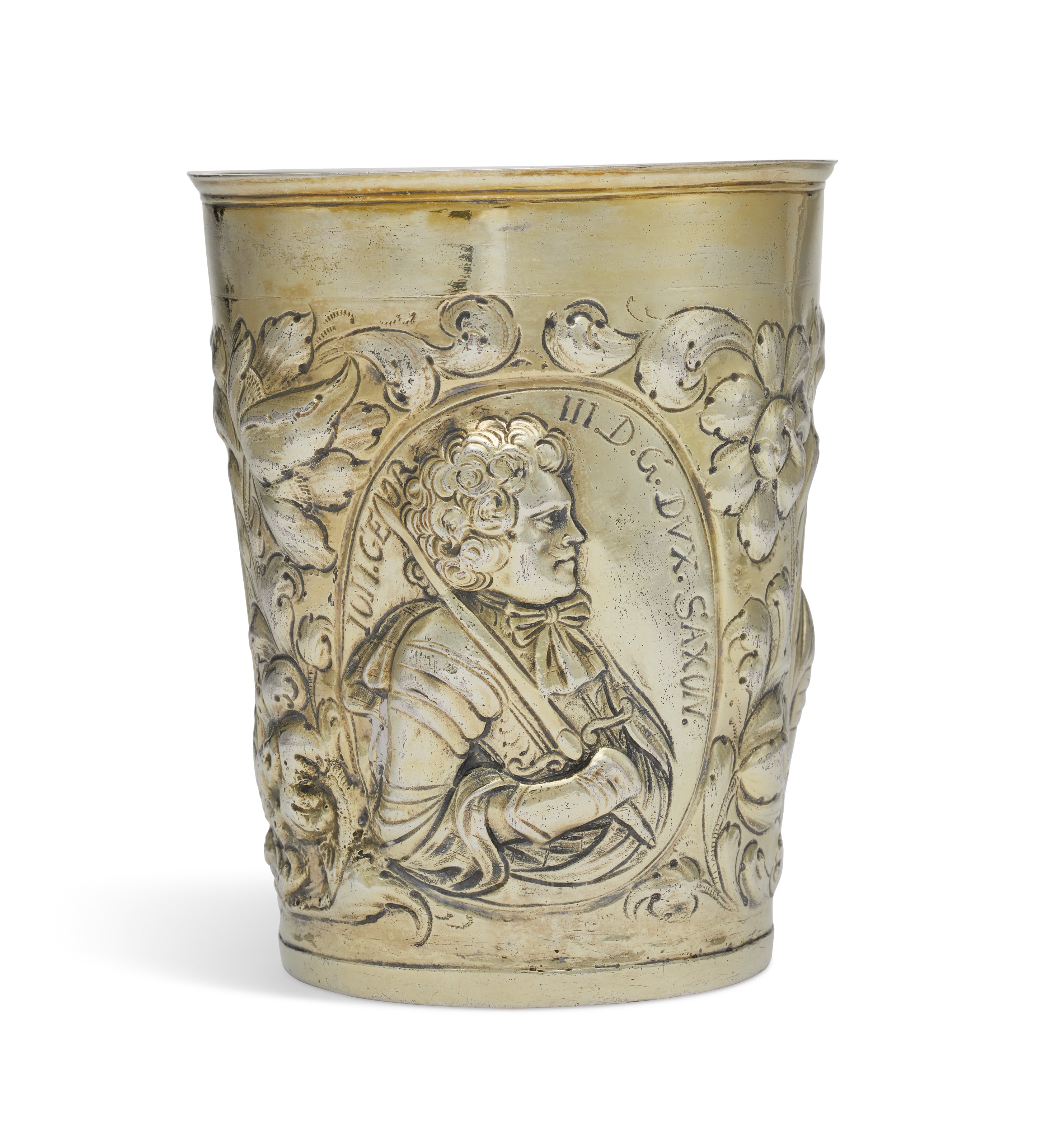 A GERMAN SILVER-GILT BEAKER, PROBABLY LATE 17TH CENTURY, PROBABLY