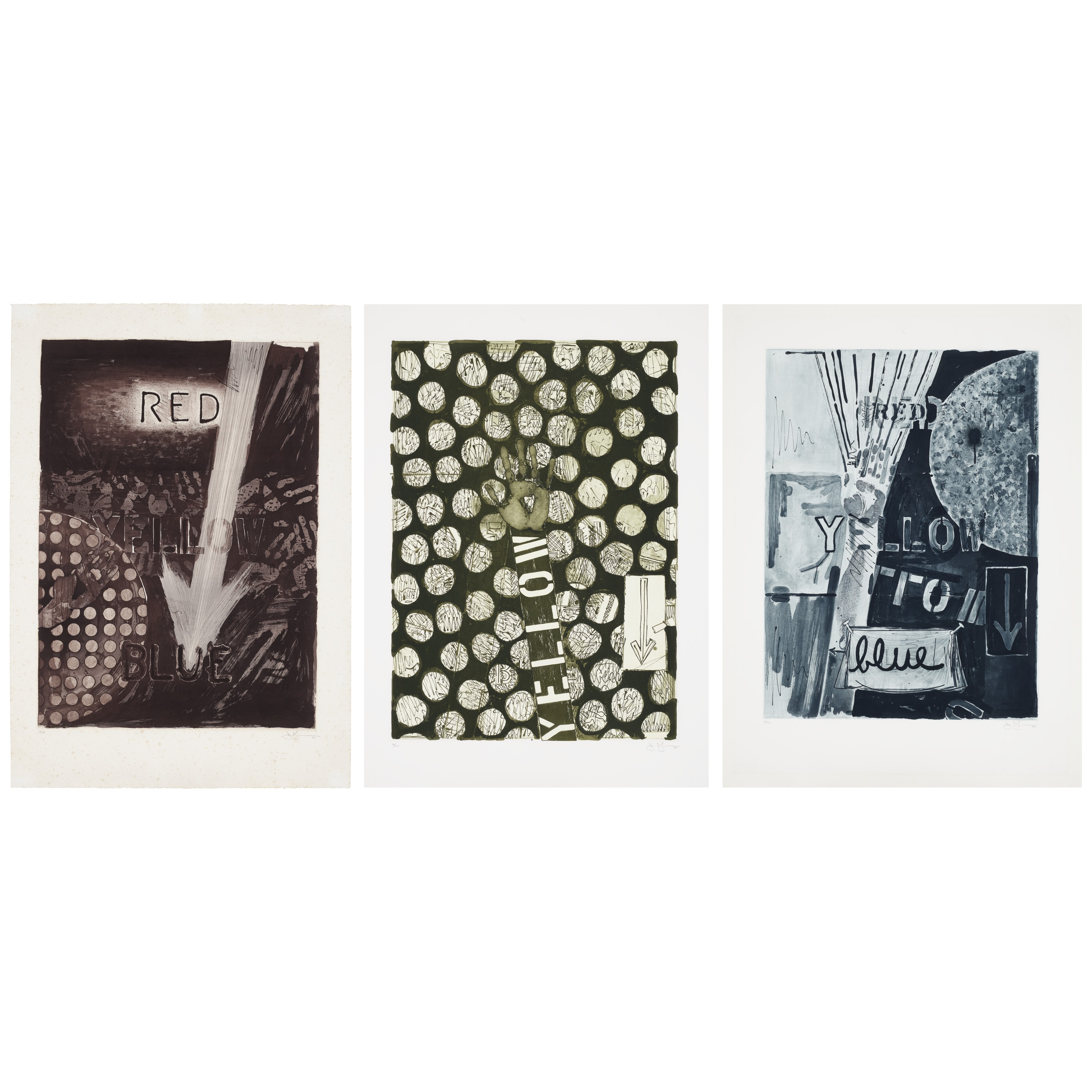 JASPER JOHNS (B. 1930), Untitled (Red); Untitled (Yellow); and