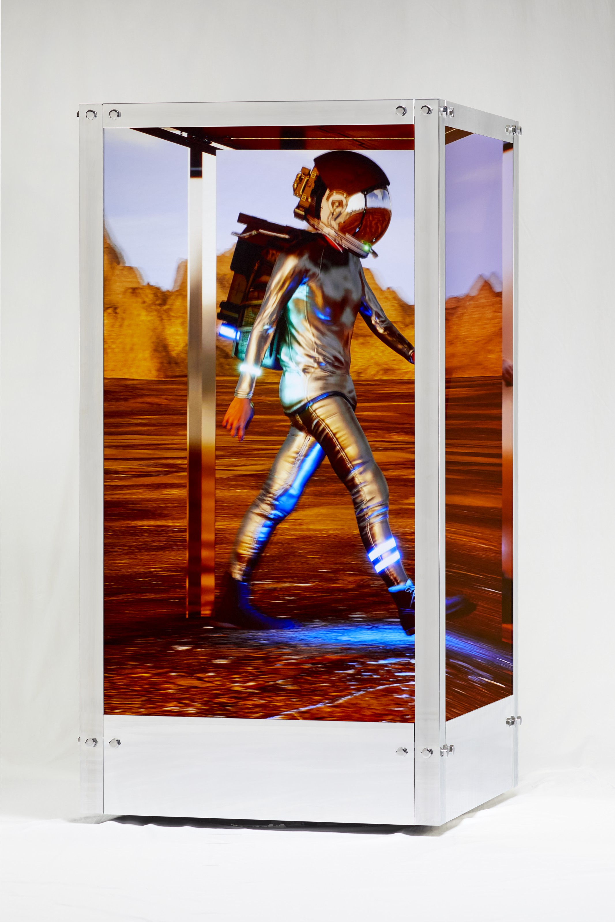 Beeple (b. 1981), Human One, 2021. Non-fungible token (jpg). 87 x 48 x 48 in (220.1 x 121.9 x 121.9 cm).  Minted on 28 October 2021. Sold for $28,985,000 in 21st Century Evening Sale&nbsp;on 8 November 2021 at Christie&rsquo;s in New York.&nbsp;Courtesy of the artist, Mike Winkelmann