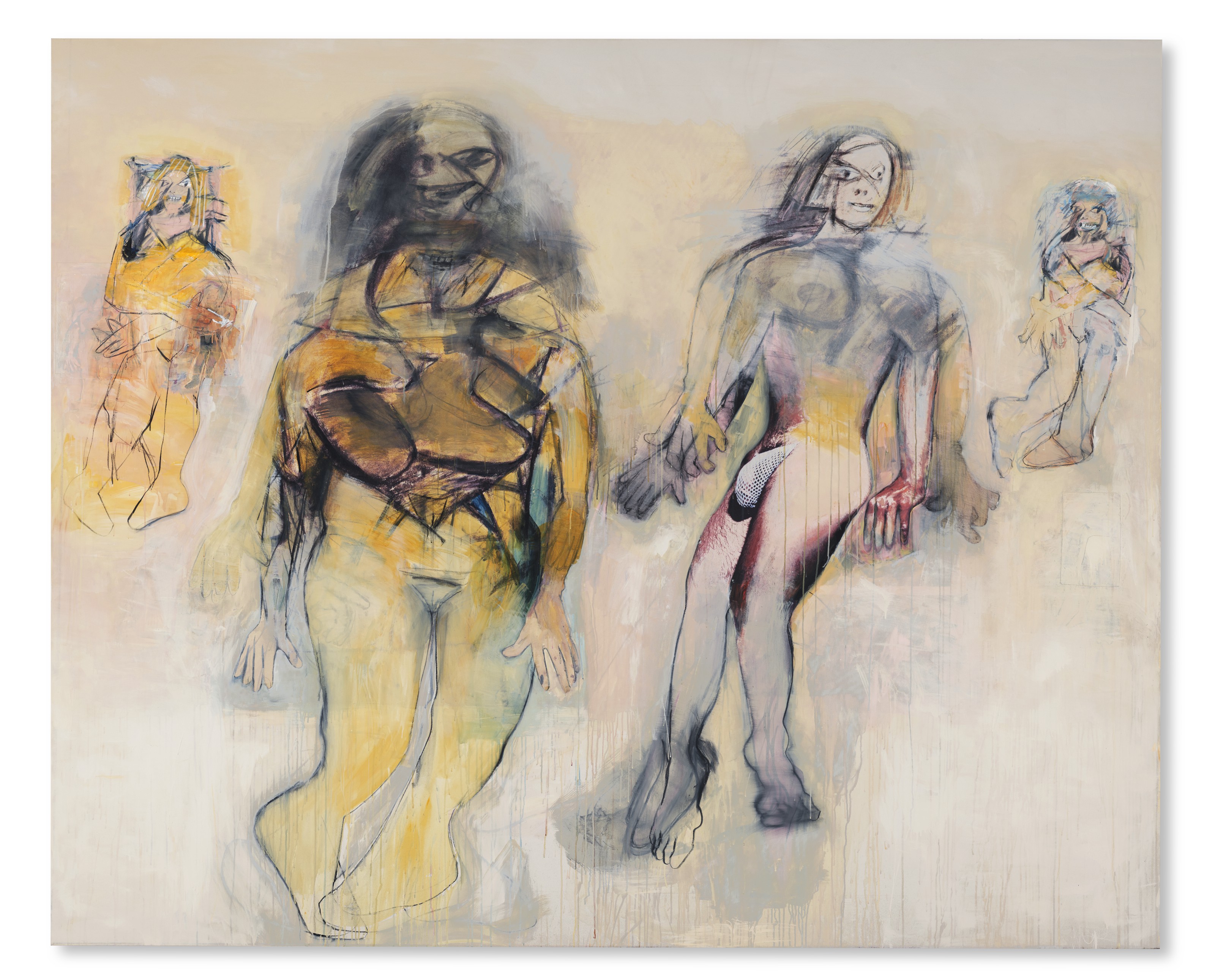 Richard Prince (b. 1949), Untitled (de Kooning), 2005-2006. Acrylic, oilstick, inkjet, paperboard and tape collage on canvas. 99 x 121 in (251.5 x 307.3 cm). Estimate: $500,000-700,000. Offered in Post-War and Contemporary Art Day Sale on 12 November 2021 at Christie&rsquo;s in New York