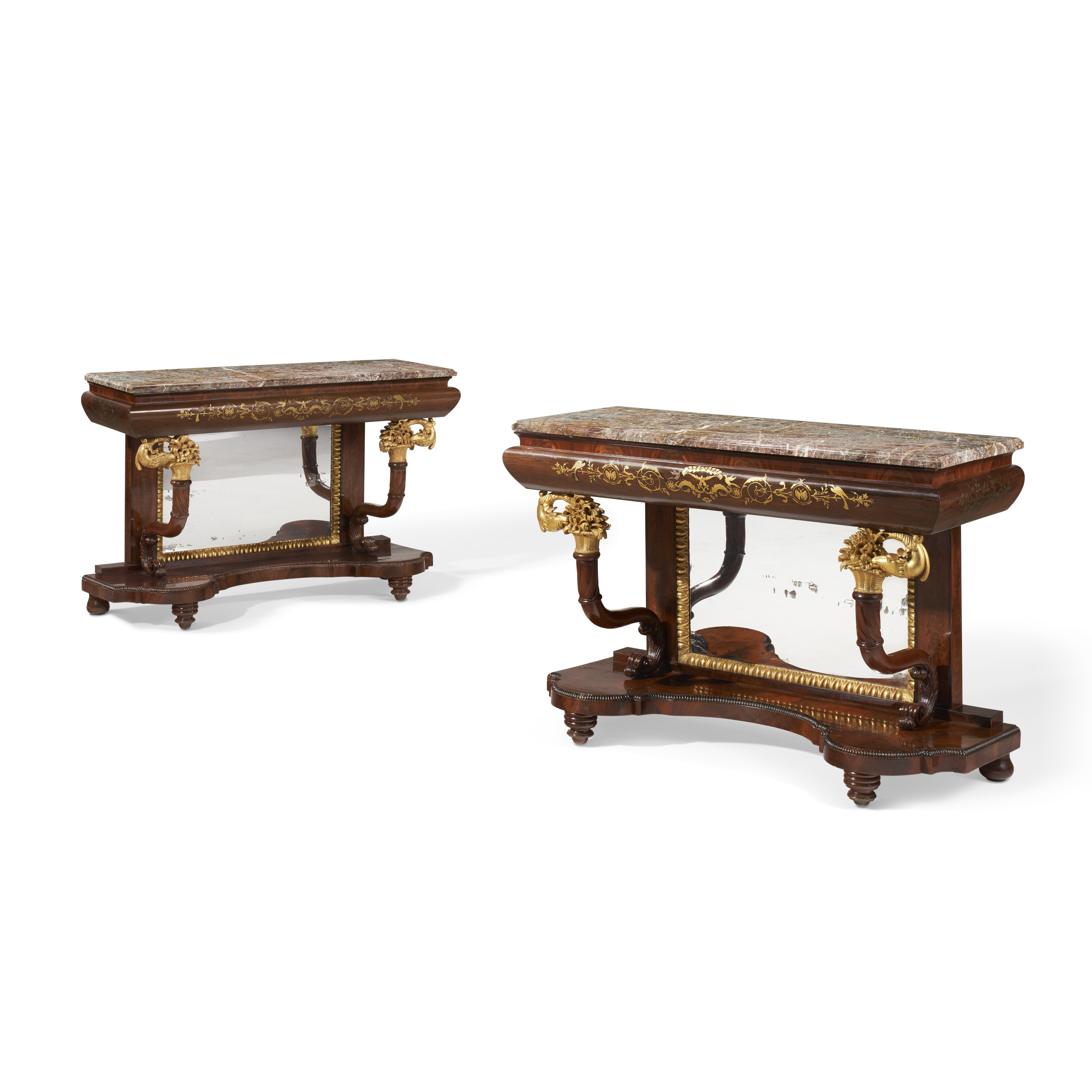 A PAIR OF SPANISH BRASSINLAID AND PARCELGILT ROSEWOOD AND MAHOGANY