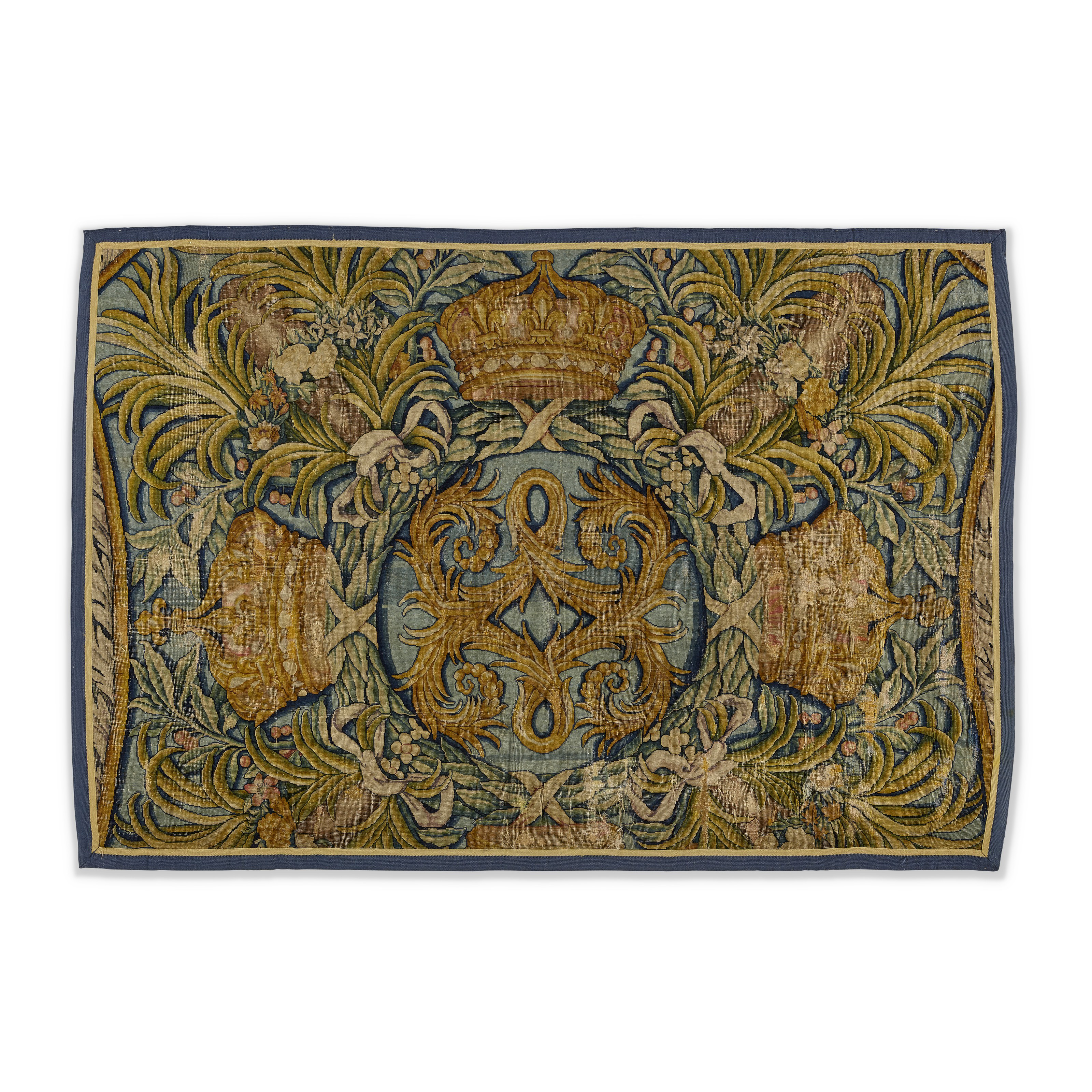 A LOUIS XIV SAVONNERIE CARPET FRAGMENT FROM THE GRANDE GALERIE DU
