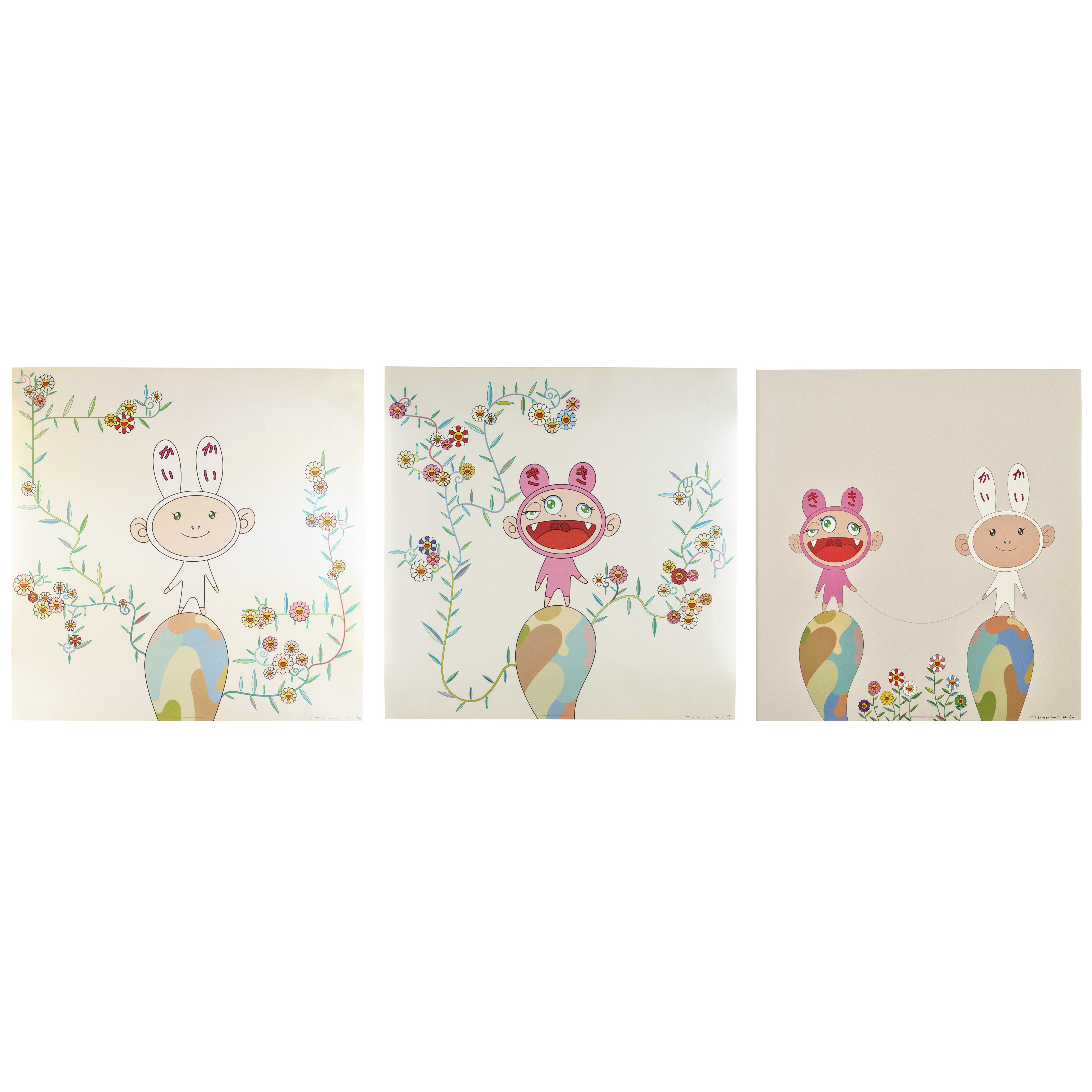 TAKASHI MURAKAMI (B. 1962), Kaikai with Moss; Kiki with Moss and