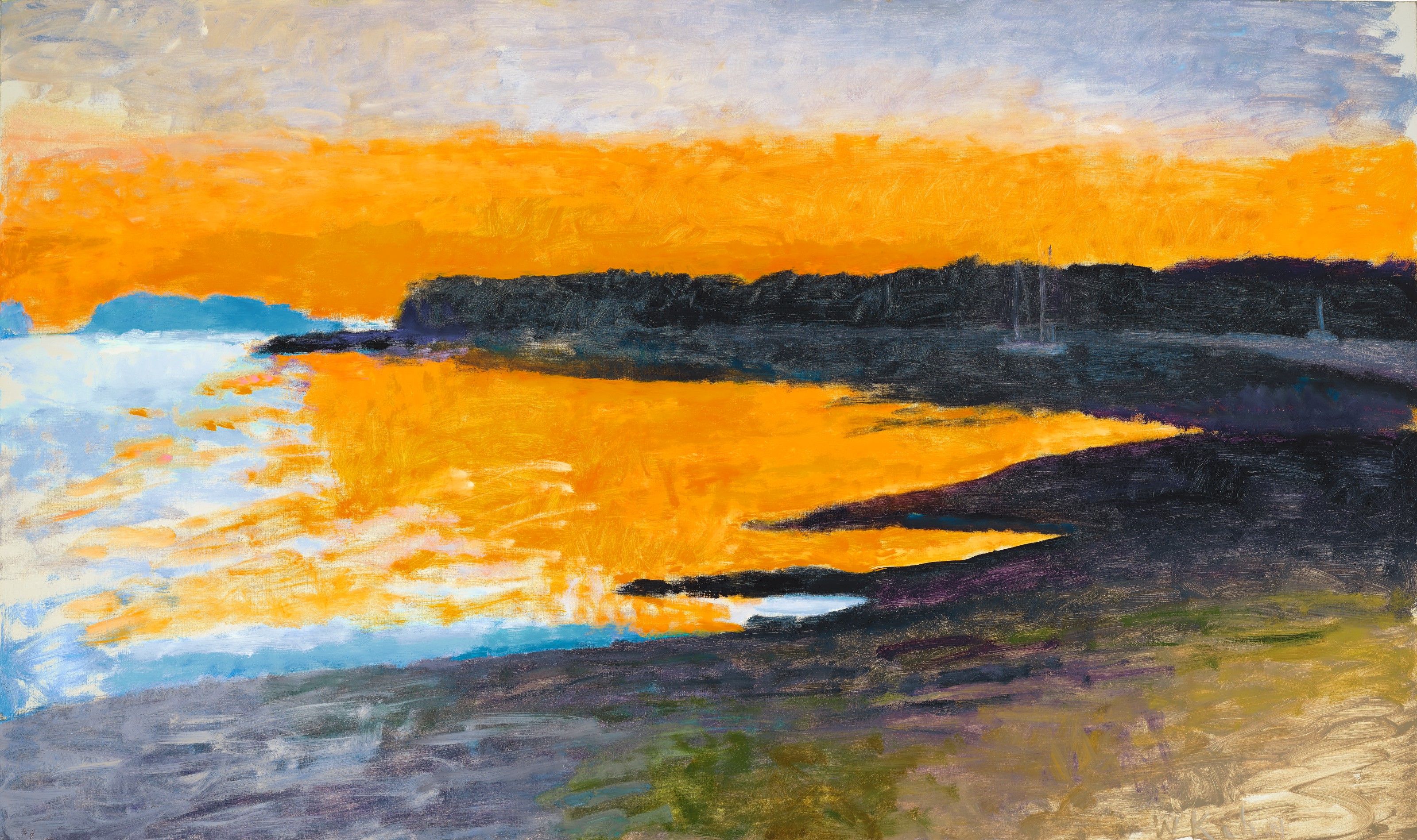 Wolf Kahn (1927-2020), Down East Sunset I, 1997.  Oil on canvas. 43 x 73 in (109.2 x 185.4 cm). Estimate: $50,000-70,000. Offered in Fields of Vision: The Private Collection of Artists Wolf Kahn and Emily Mason on 18 May at Christie&rsquo;s in New York