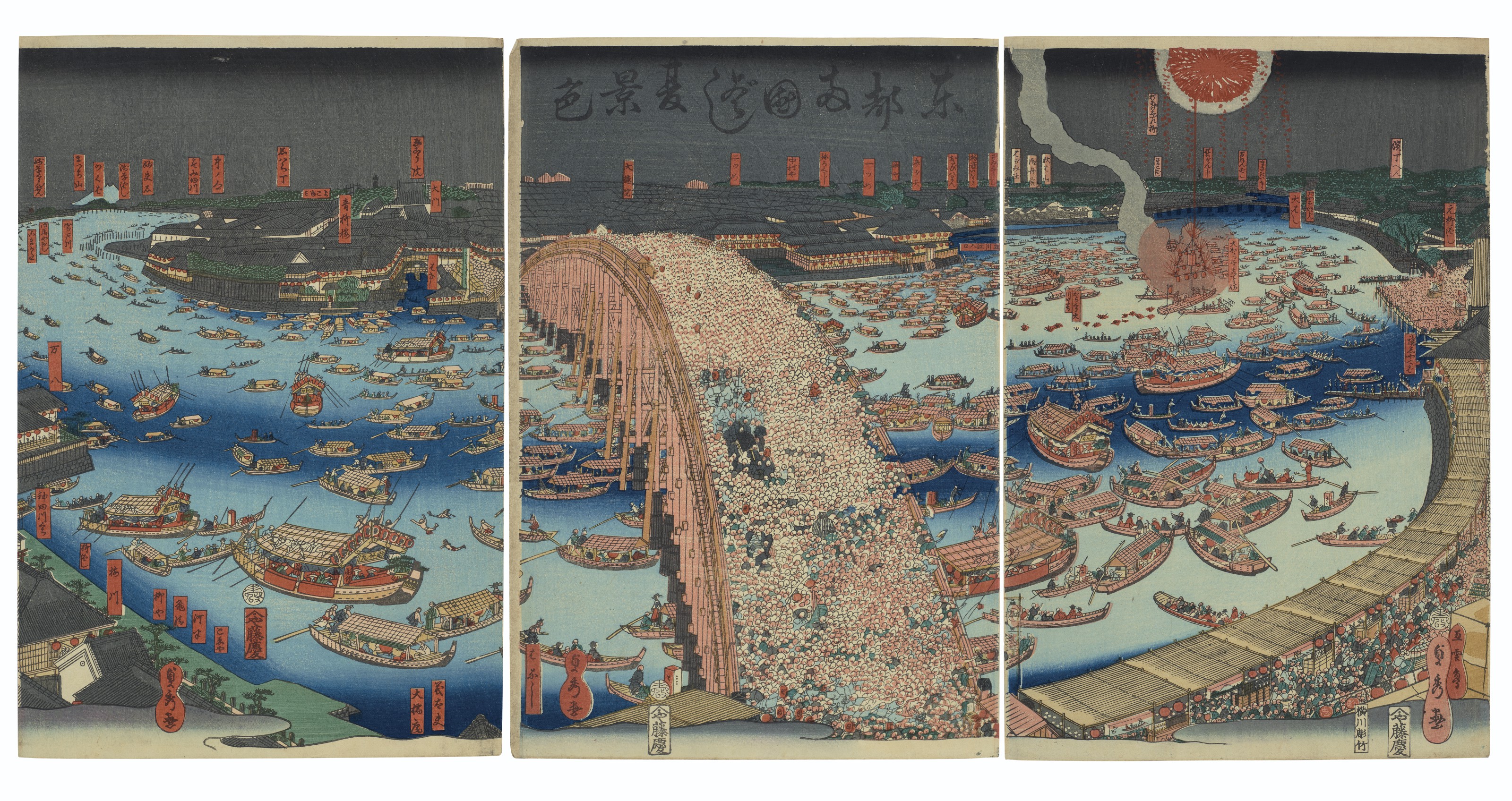 Catalog image of Toto Ryogokubashi natsu geshiki (View of summer at Ryogoku Bridge in the Easter…
