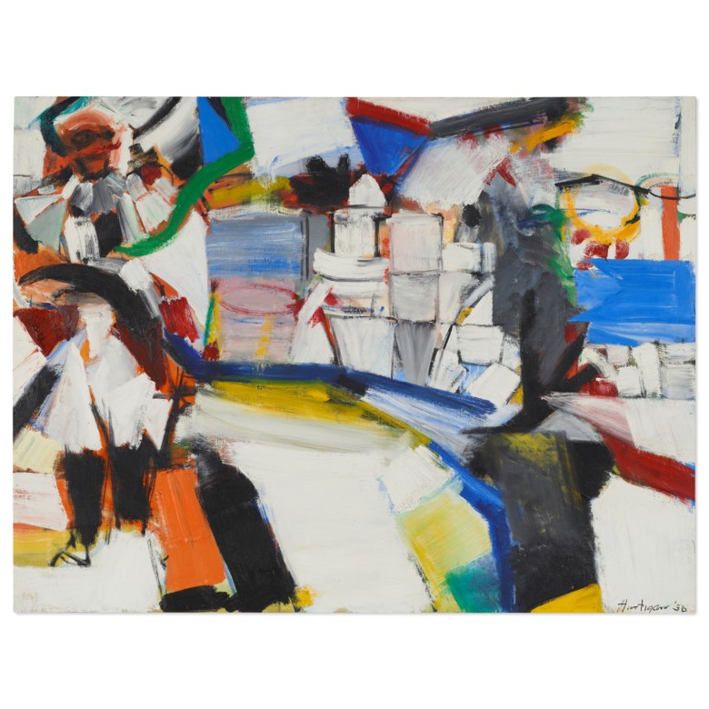 Grace Hartigan (1922-2008), East Side Peddler, 1956. Oil on canvas. 29½ x 39 in (74.9 x 99.1 cm). Price on request. Offered in Grace Hartigan No rules on 17 July-8 August 2021 at Christie’s Southampton