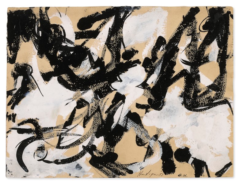 Grace Hartigan (1922-2008), Untitled, 1951. Oil and gouache on paper. 9⅞ x 13⅛ in (25 x 33.3 cm). Price on request. Offered in Grace Hartigan No Rules on 17 July-8 August 2021 at Christie’s Southampton