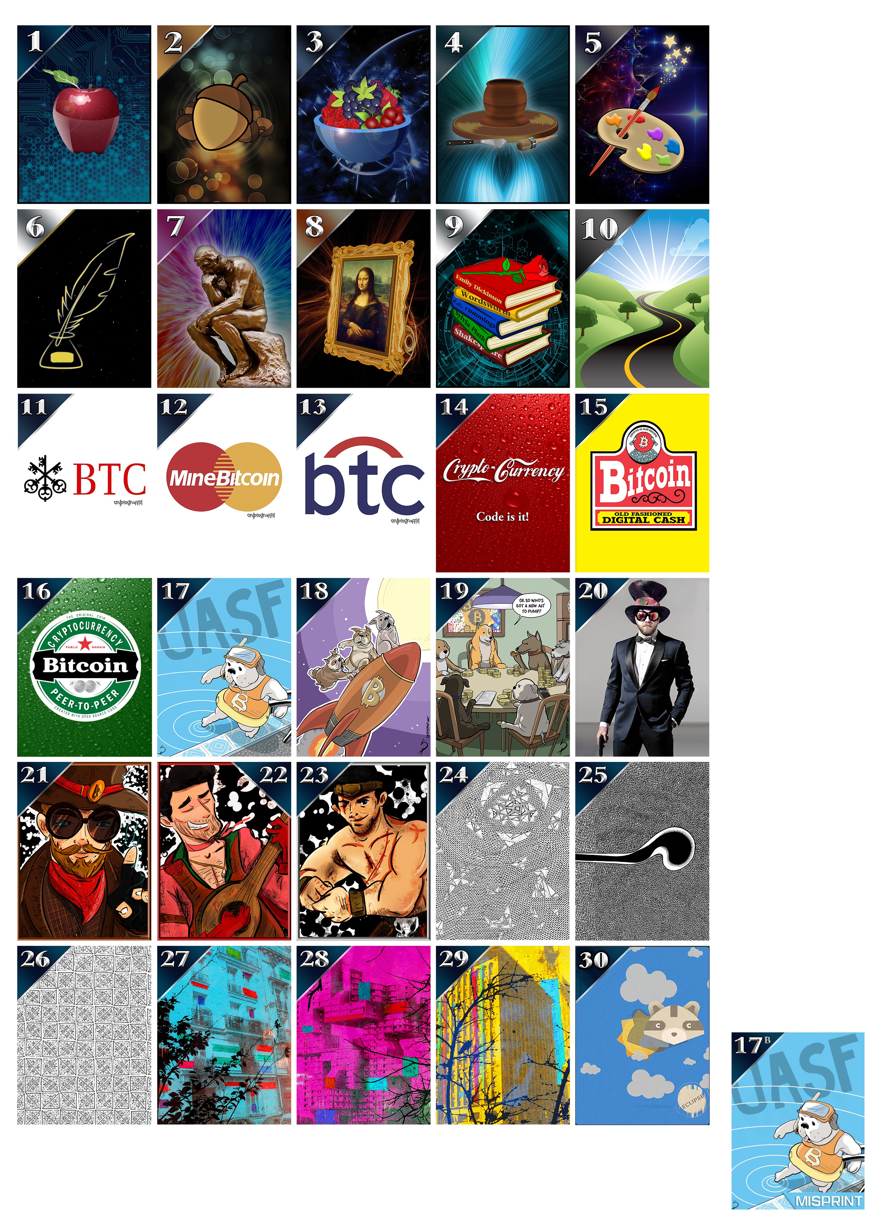 Curio Cards (est. 2017), Full set of 30 cards plus 17b. Non-fungible token (jpg). Sold for ETH 393 in Post-War to Present: The NFTs on 30 September 2021 at Christie&rsquo;s in New York