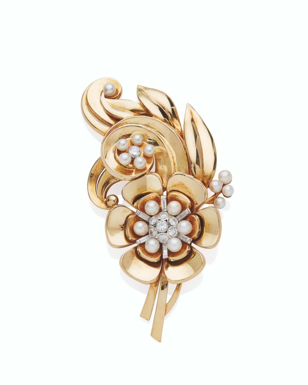 broche rétro léopard finement travaillé relief cristal diamant couleur or B1