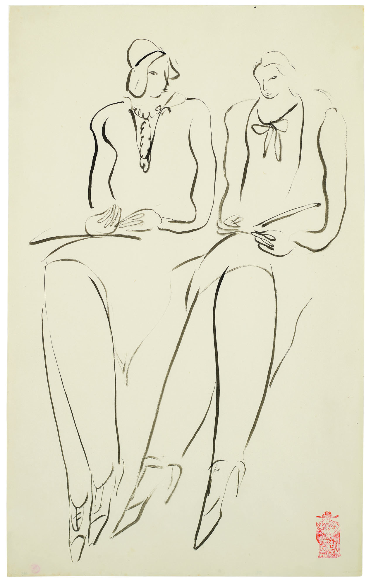Conversation, femmes dessinant