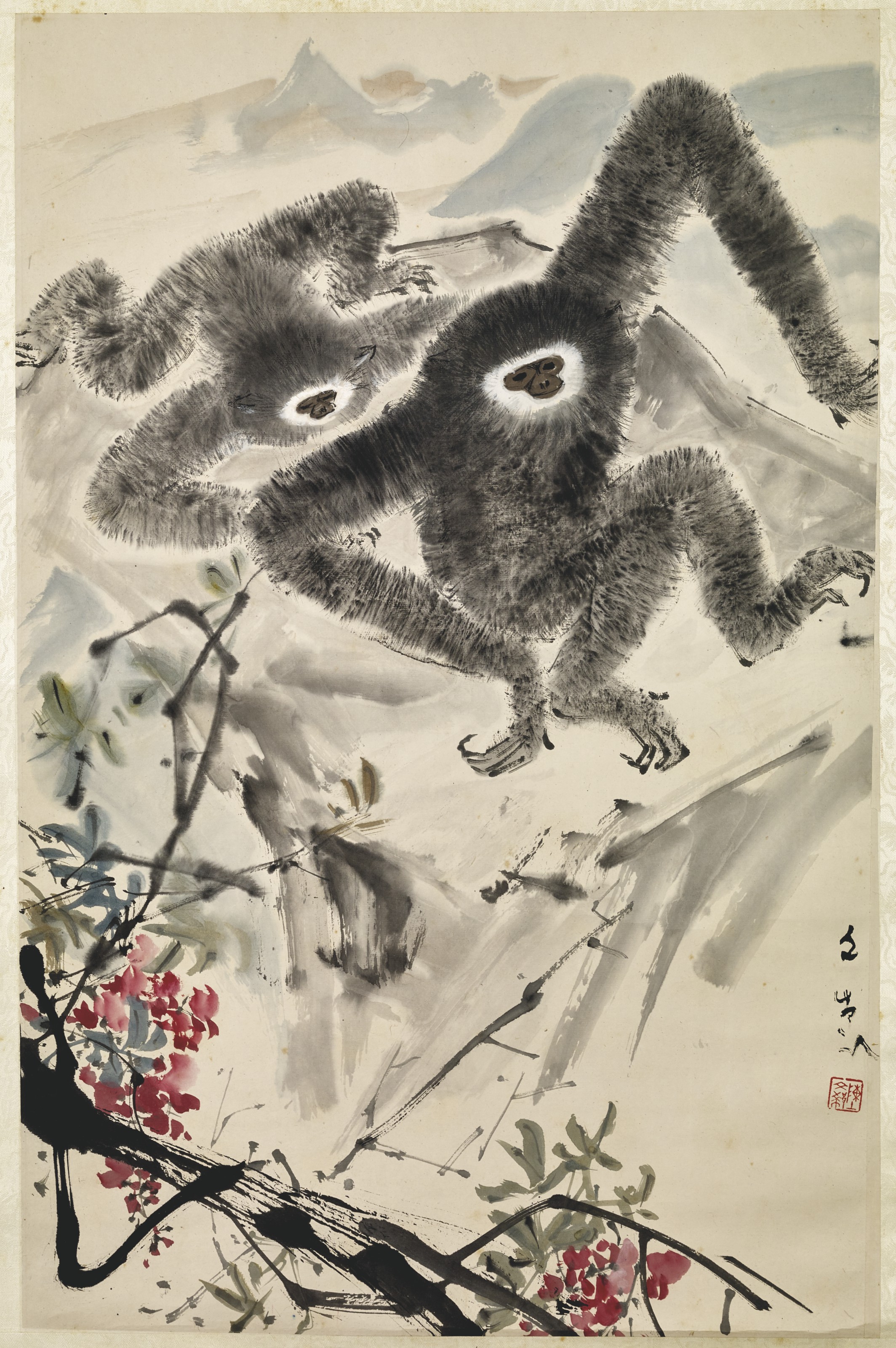 齊白石雏鸡圖水墨紙本立軸題識：南嶽山下白石老人客京華，第二十