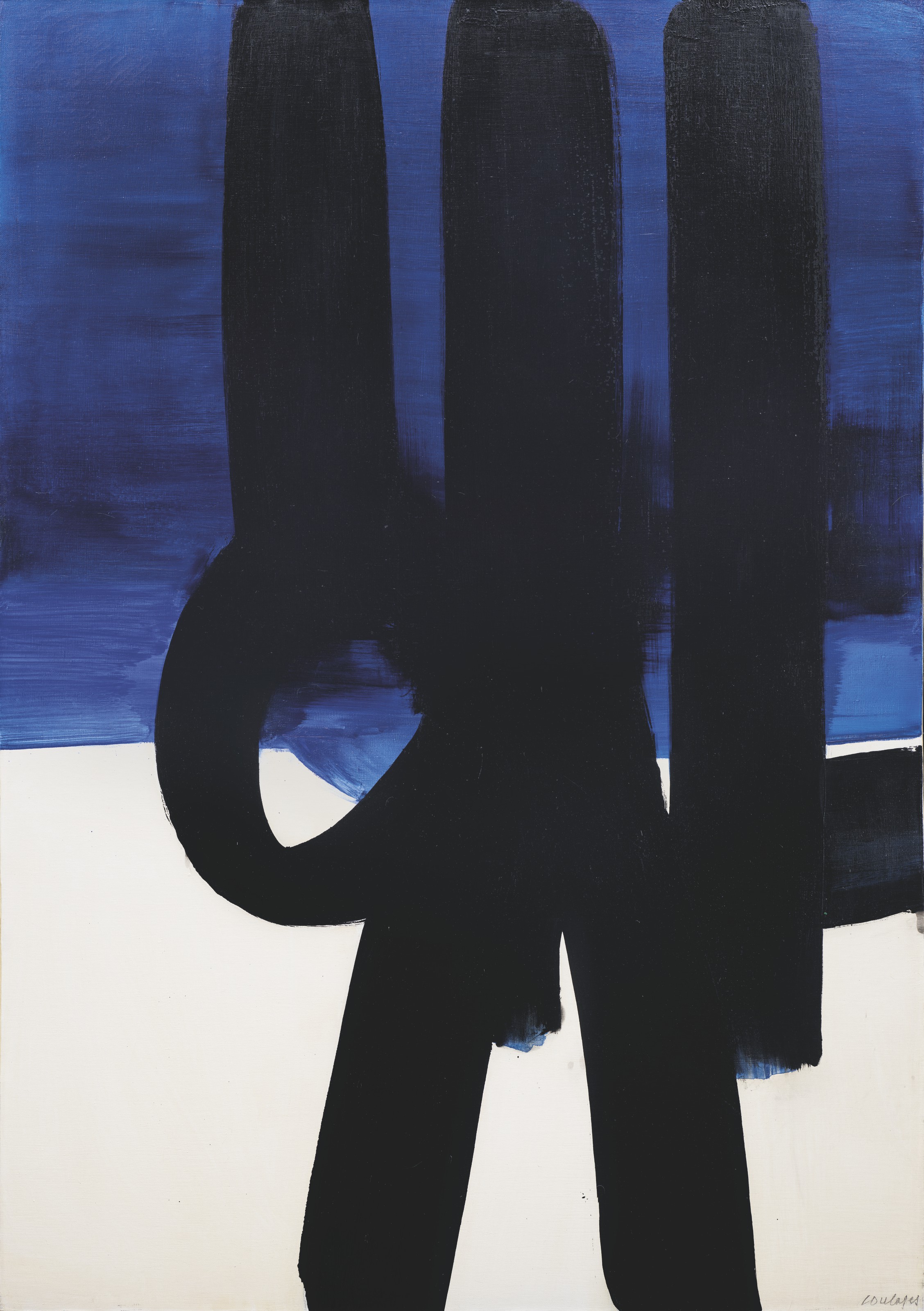 Pierre Soulages (b. 1919), Peinture 162 x 114 cm, 17 avril 1972, 1972. Oil on canvas. 162 x 114 cm (63&frac34; x 44⅞ in). Sold for &euro;2,060,000 on 30 June 2021 at Christie&rsquo;s in Paris