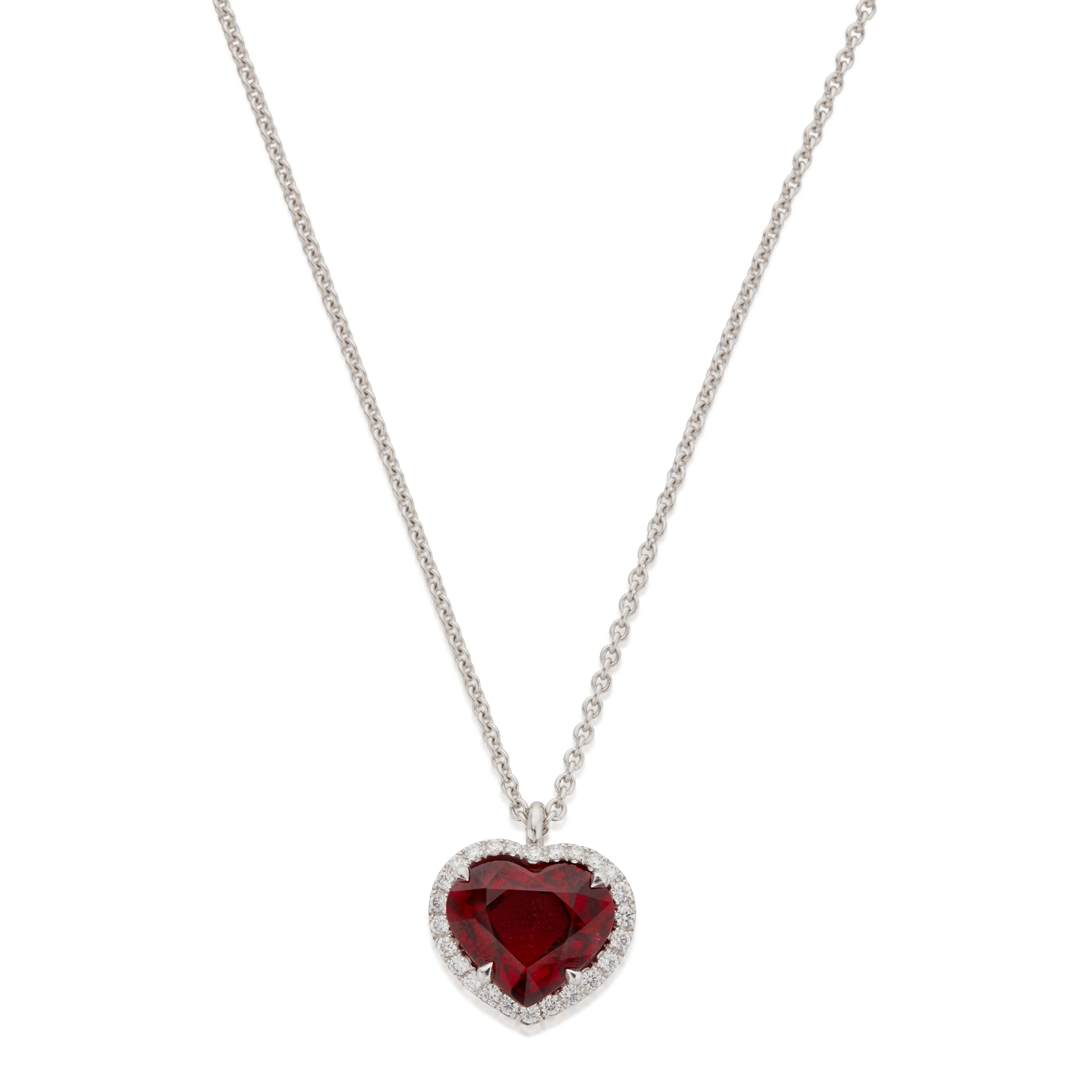 Pendentif Argent 925 Avec Rubis Et CZ - Forme Fleur - Neuf Jamais Porté