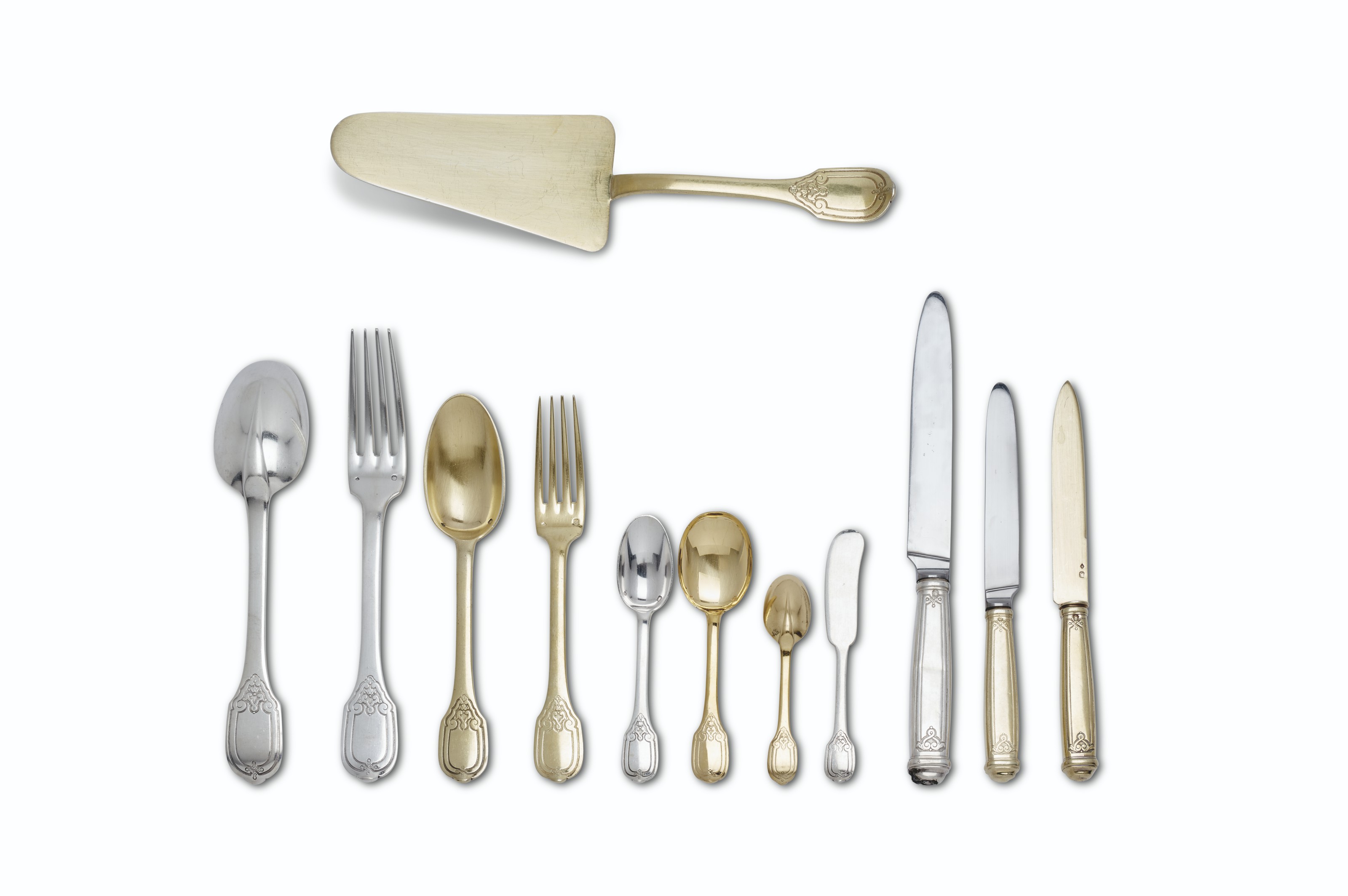 SERVICE DE TABLE EN ARGENT ET VERMEIL, PAR TETARD FRERES, PARIS, XXe