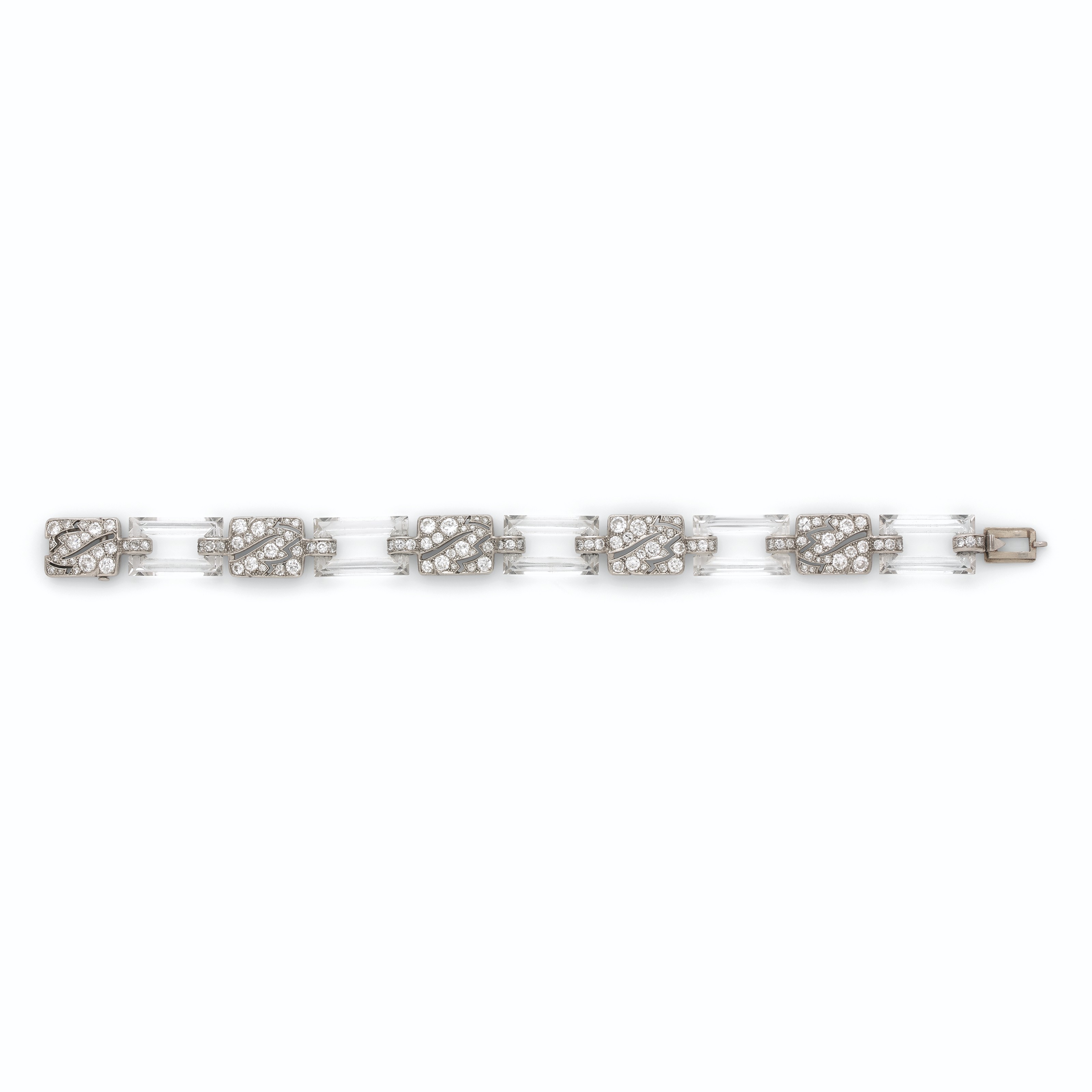 Bracelet Vintage Maillon Relief Avec Cristal - Couleur Or - Modèle 4475 - Occasion