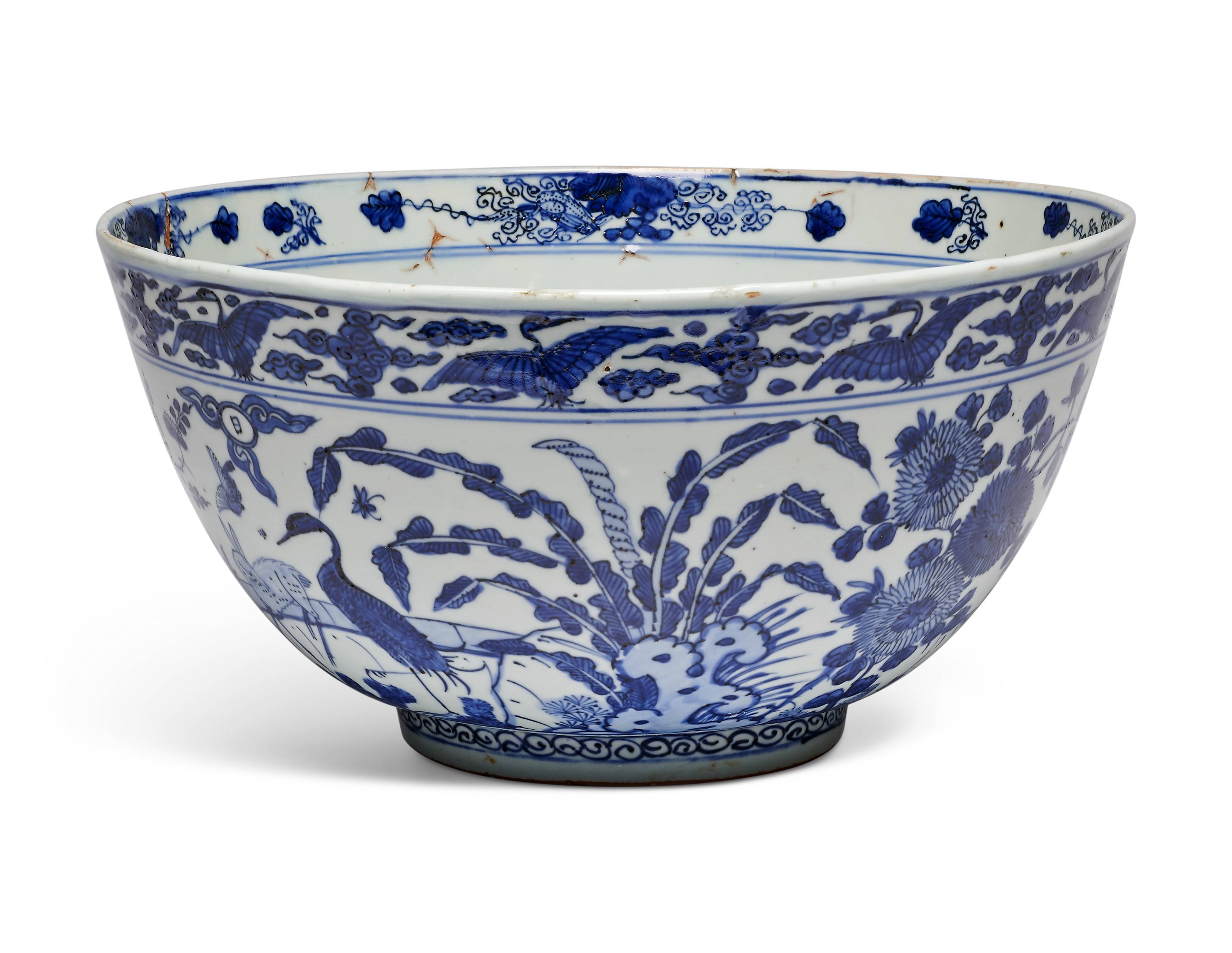 BOL PORCELAINE CHINOISE Asiatique Bleu Blanc Ming Dynasty EUR 50,00