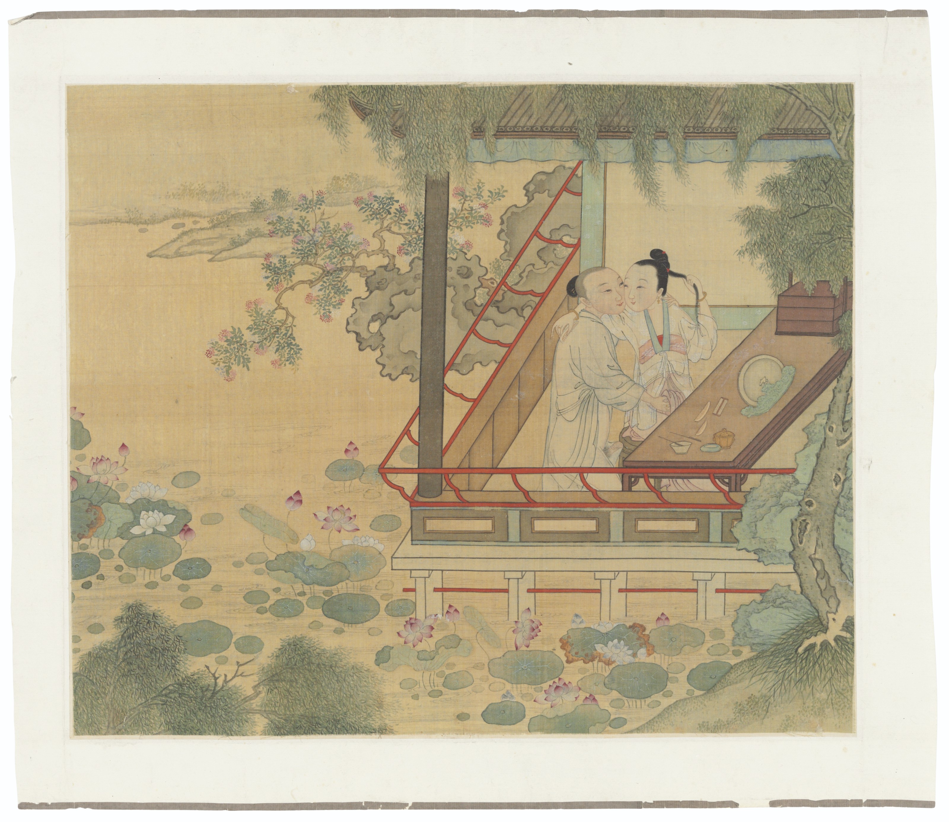 FOUR EROTIC PAINTING ALBUM LEAVESINK AND COLOUR ON SILK, CHINA, QING DYNASTY, 19TH CENTURY
