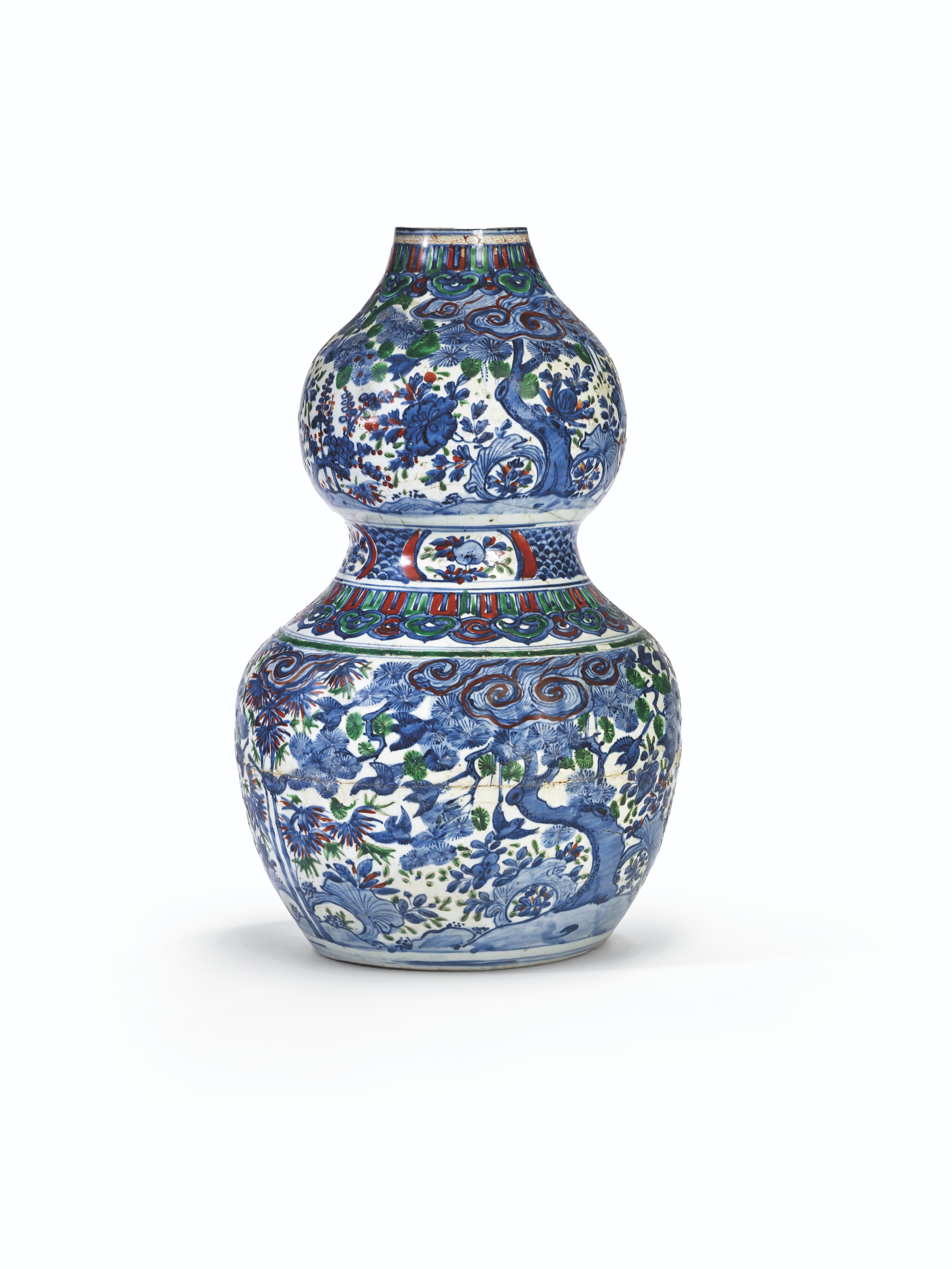 A rare blue and white crescent-shaped flask, Ming dynasty