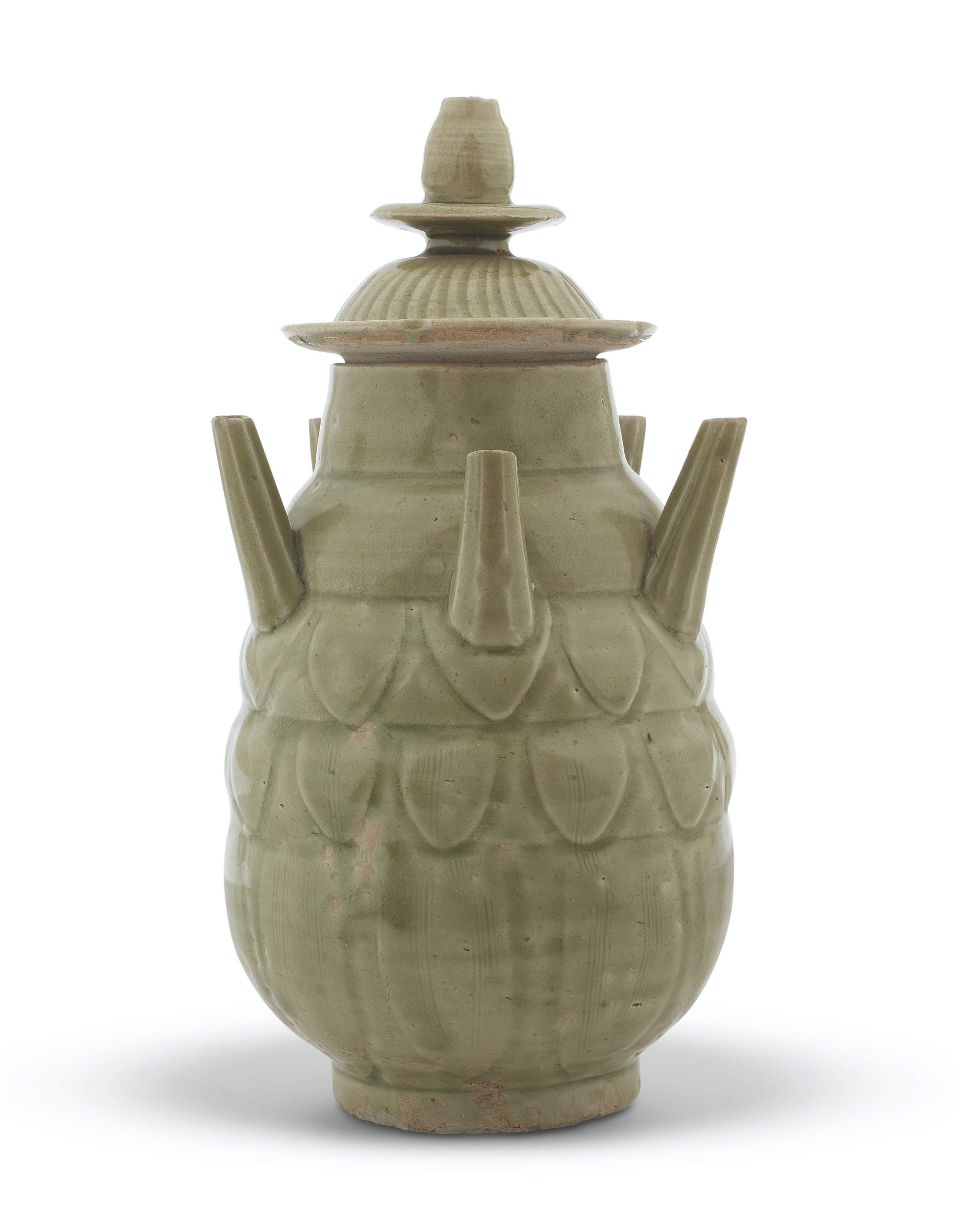 北宋龙泉青釉五管盖罐, CHINA, NORTHERN SONG DYNASTY (960-1127