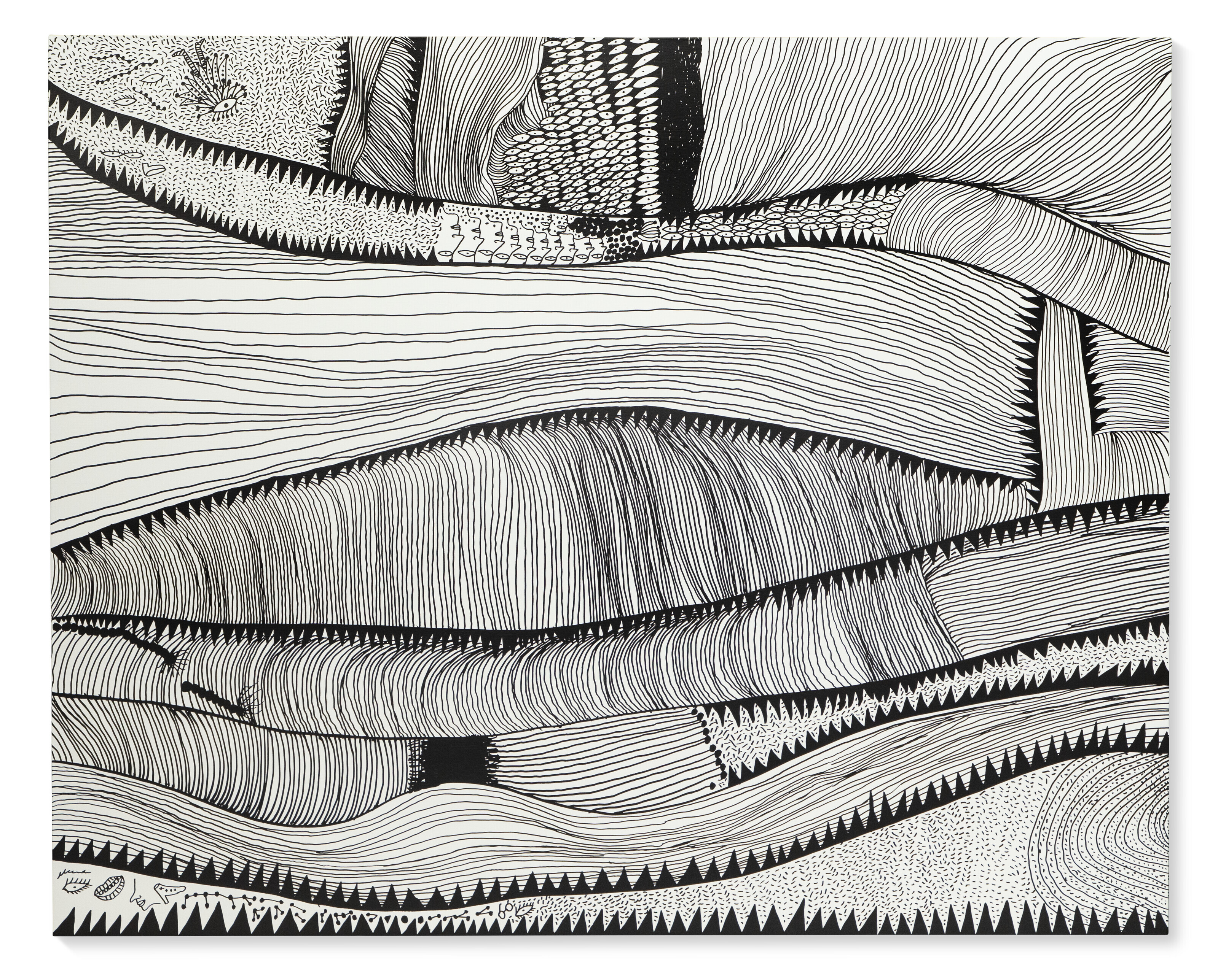 Yayoi Kusama, Waves at Daybreak, 2006, silkscreen print on canvas