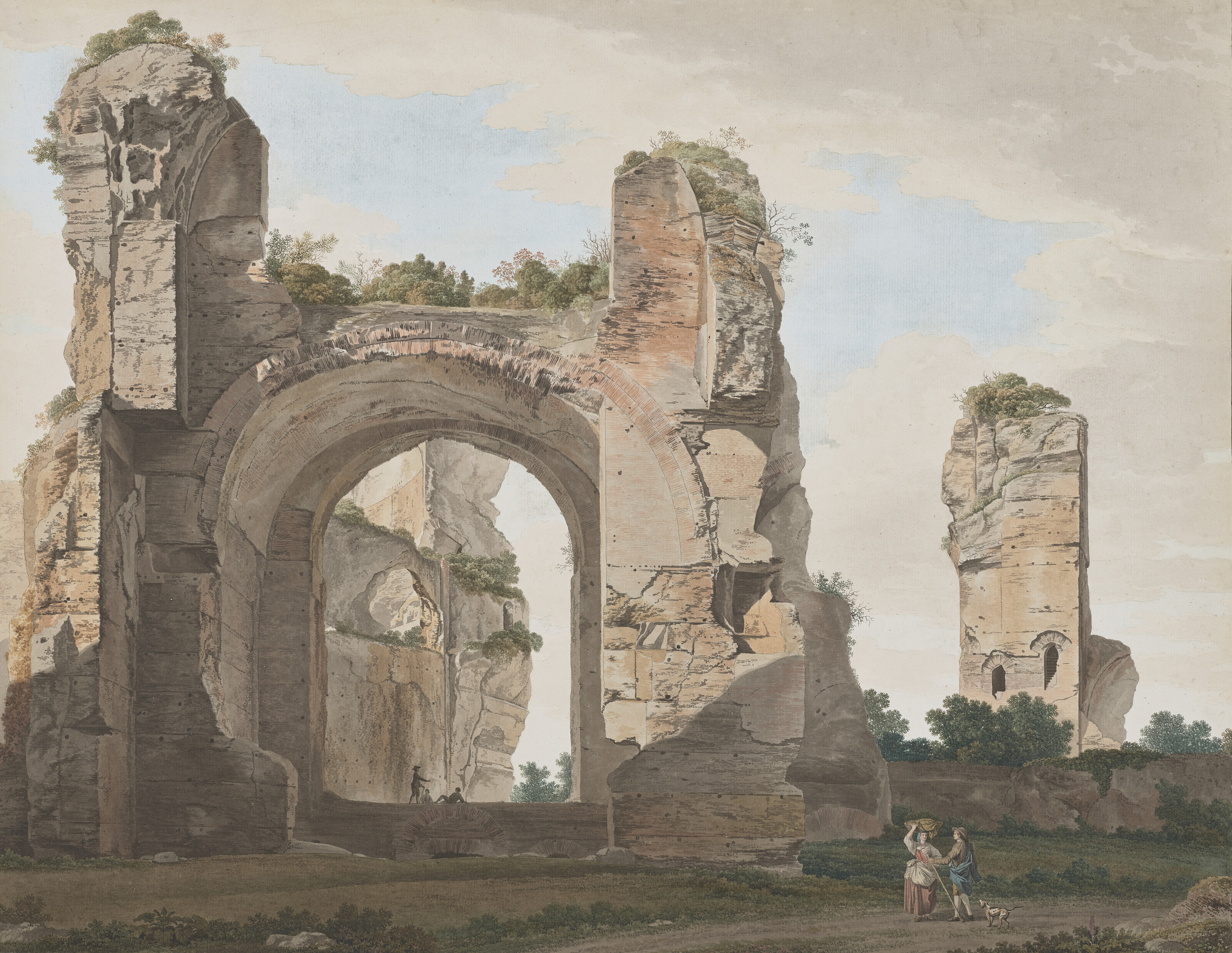 Giovanni Battista Lusieri (1754-1821), A view of the ruins of the Baths of Caracalla, circa 1788/9. Graphite, pen and black ink, watercolour. 50.9 x 65.7 cm (20 x 26 in). Sold for &pound;176,400 on 5 July 2022 at Christie&rsquo;s in London
