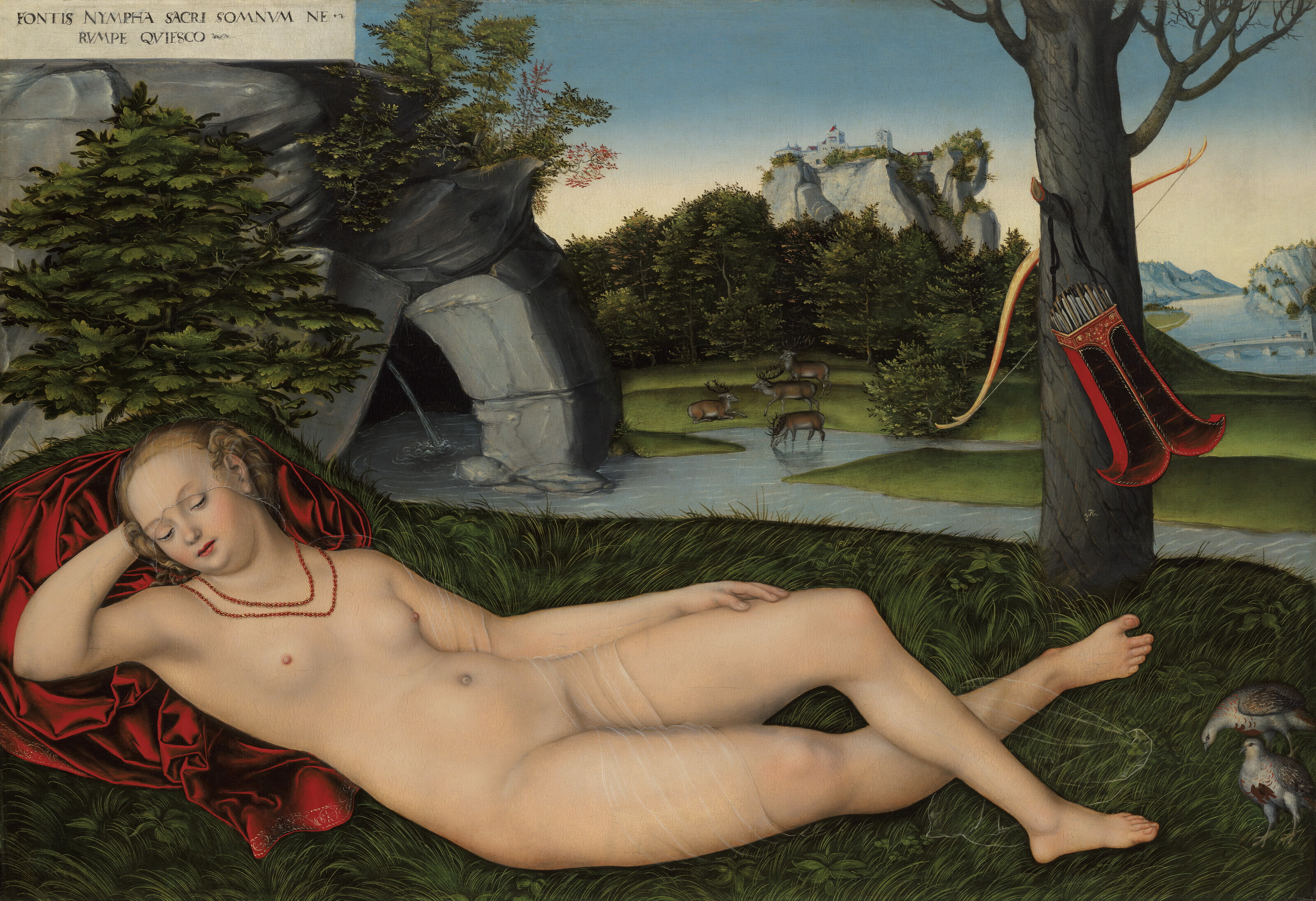Lucas Cranach the Elder (1472-1553), The Nymph of the Spring. Oil on panel. 32&frac14; x 47⅜ in (82.1 x 120.5 cm). Sold for &pound;9,430,000 on 7 July 2022 at Christie&rsquo;s in London