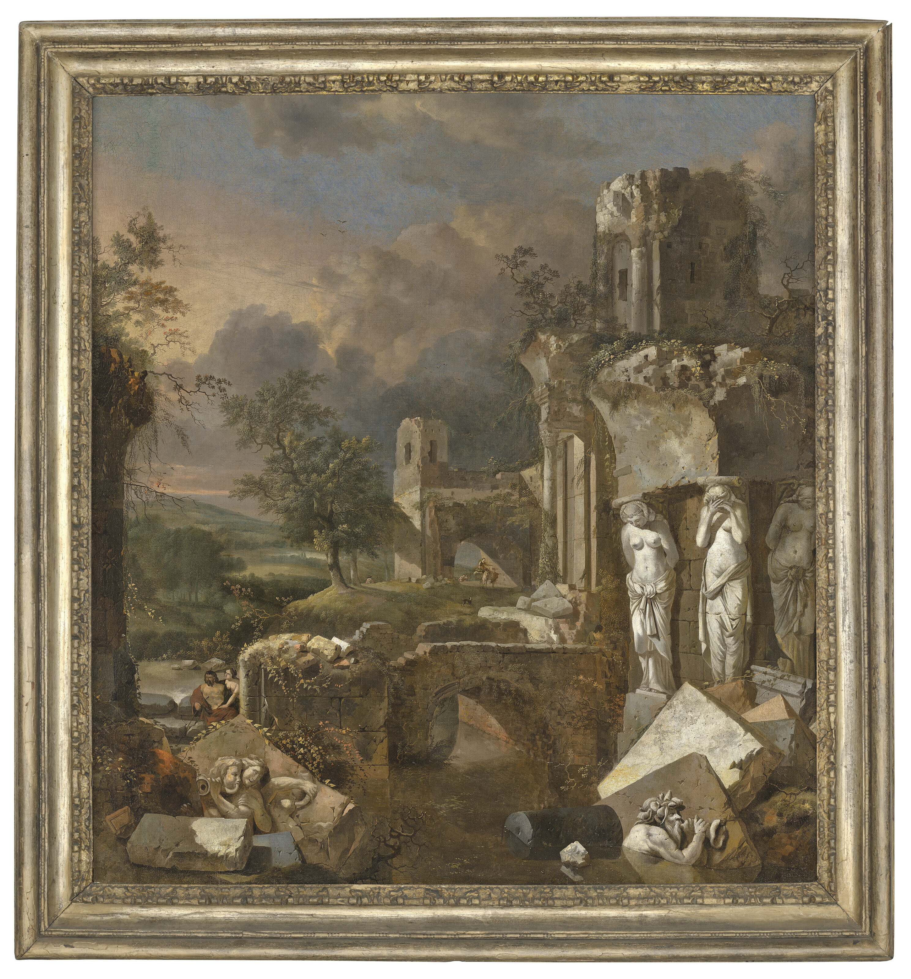 Catalog image of An Arcadian landscape with figures resting by a ruined temple