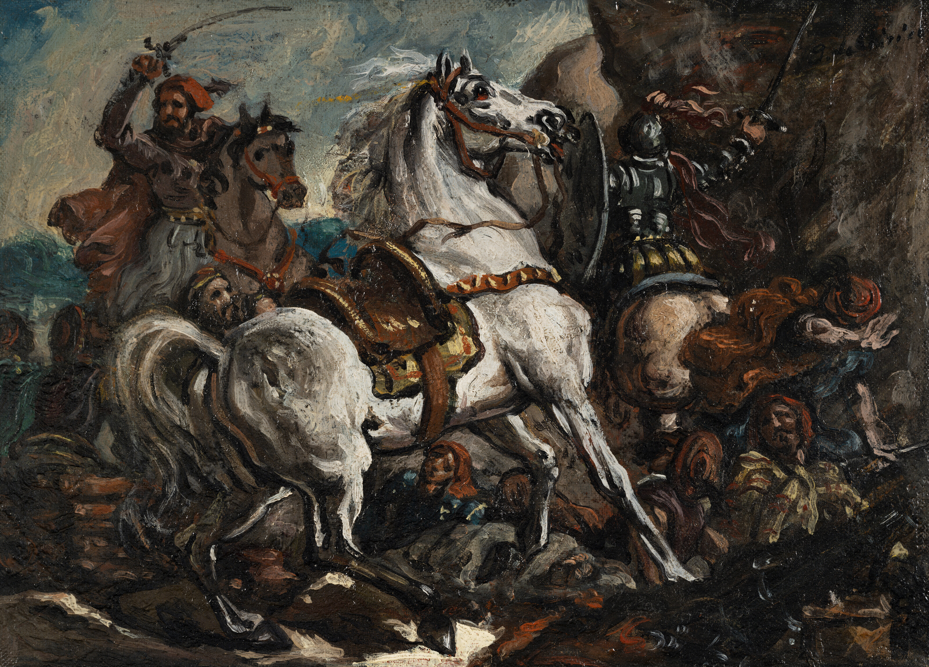 Cavallo bianco in una battaglia