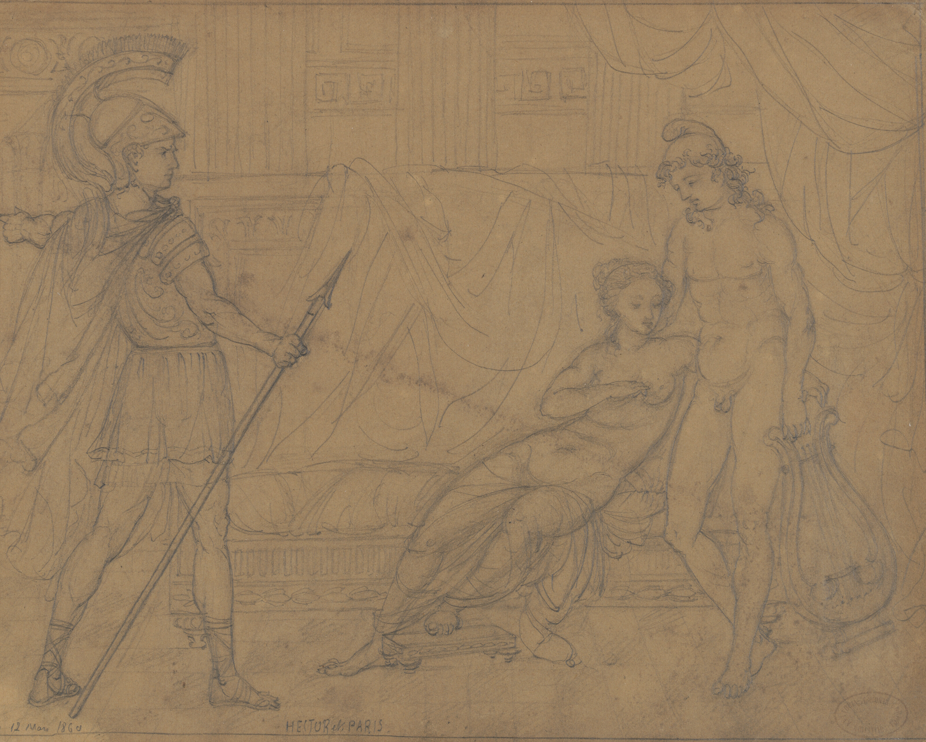 Pierre-Auguste Renoir (1841-1919), Hector et Paris, 1860.  Pencil on paper. 8&frac12; x 11&frac14;in (22 x 28.5cm). Sold for &pound;32,760 on 4 March 2022 at Christie&rsquo;s in London