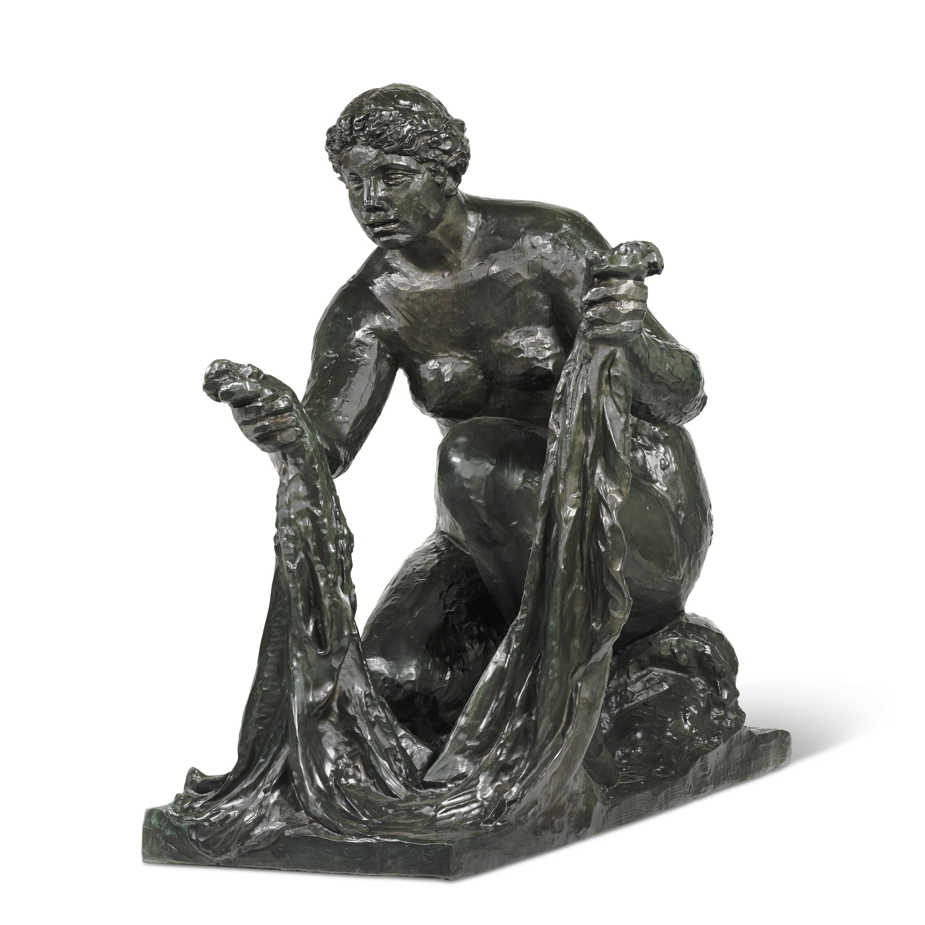 Pierre-Auguste Renoir (1841-1919) and Richard Guino (1890-1973), La grande laveuse accroupie, conceived in 1917. Bronze with dark brown patina. Height: 47⅝ in (123 cm). This bronze version cast by Godard before 1950. Sold for &pound;693,000 on 4 March 2022 at Christie&rsquo;s in London