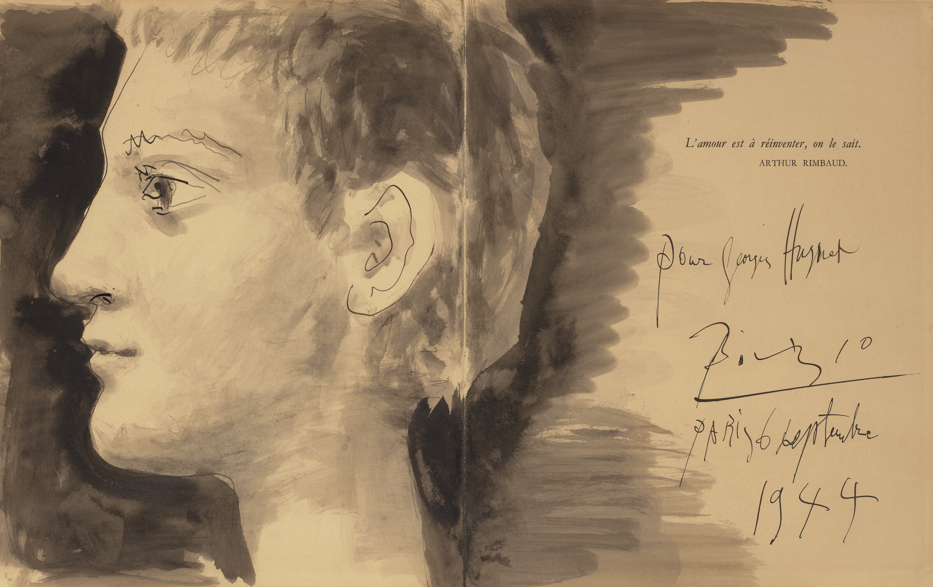 Pablo Picasso, Jeune homme de profil, 1944, sold for £233,100 on 1 March 2022 at Christie's in London