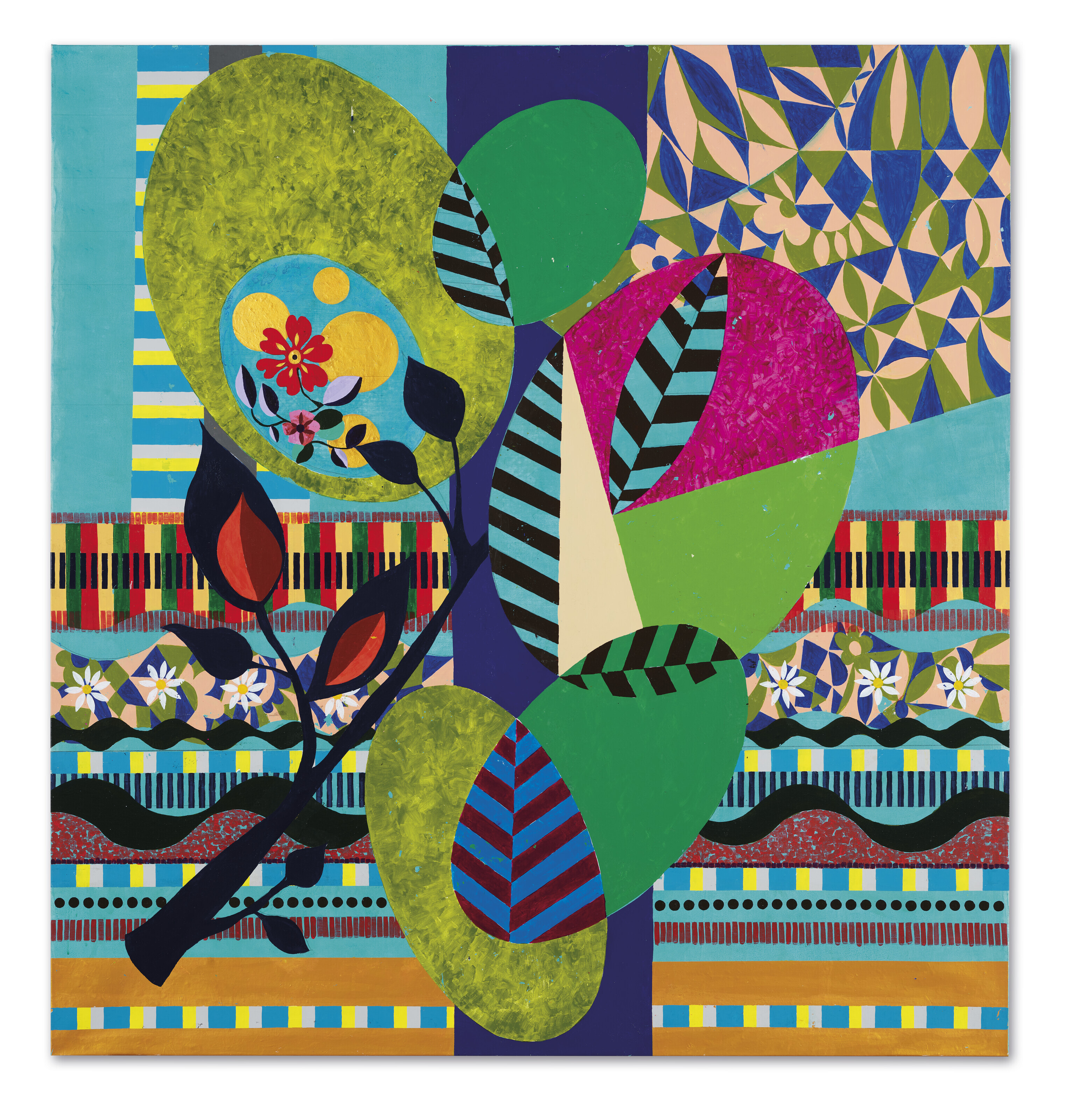 Beatriz Milhazes (b. 1960), Cebola Roxa, 2020. Acrylic and graphite on canvas. 75 x 71&frac14; in (190.7 x 180.9 cm). Sold for &pound;856,800 on 28 June 2022 at Christie&rsquo;s in London.&nbsp;Artwork: &copy; Beatriz Milhazes