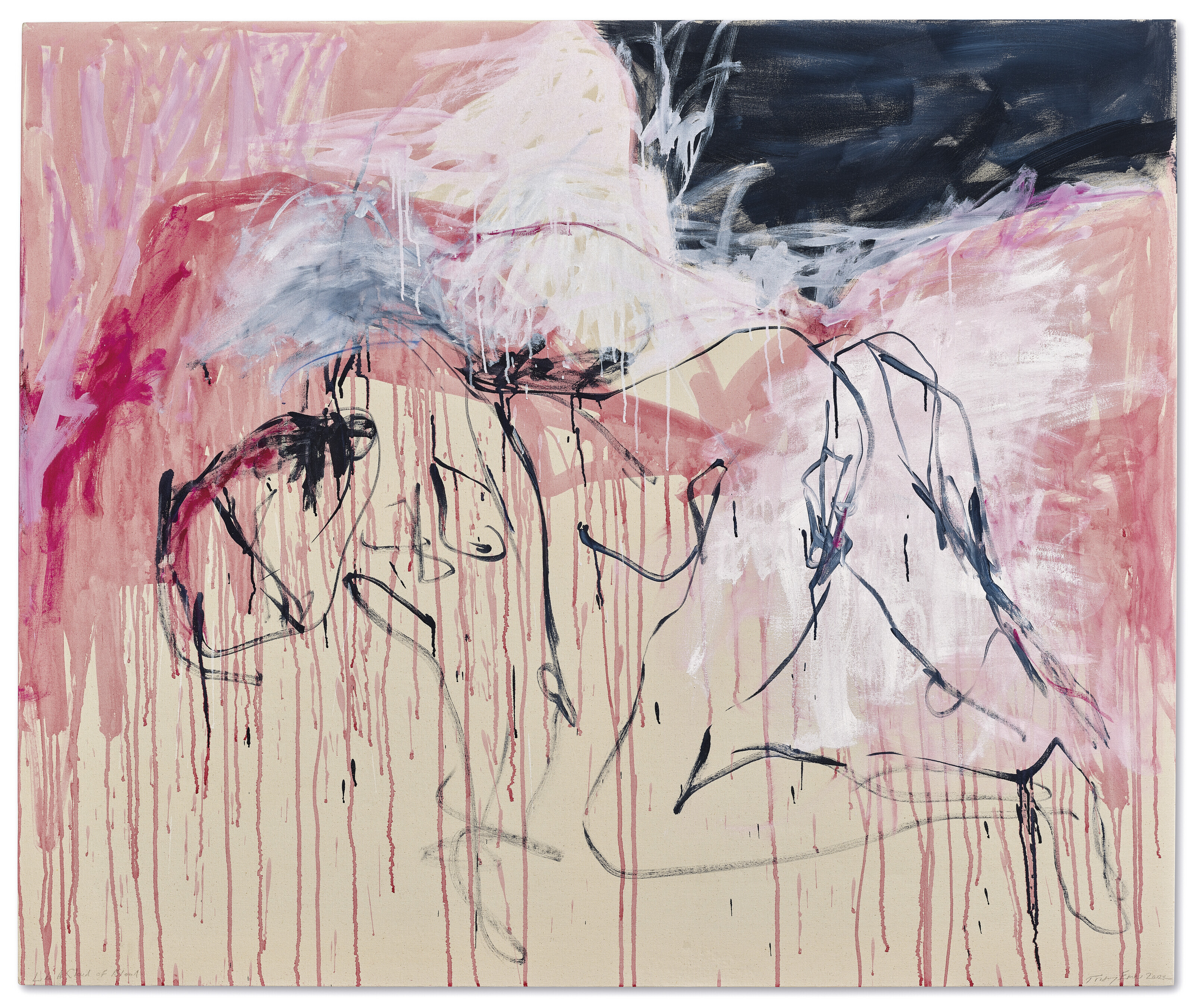 Tracey Emin (b. 1963), Like A Cloud of Blood, 2022. Acrylic on canvas. 59⅞ x 71⅝ in (152 x 182 cm). Sold for &pound;2,322,000 on 13 October 2022 at Christie&rsquo;s in London