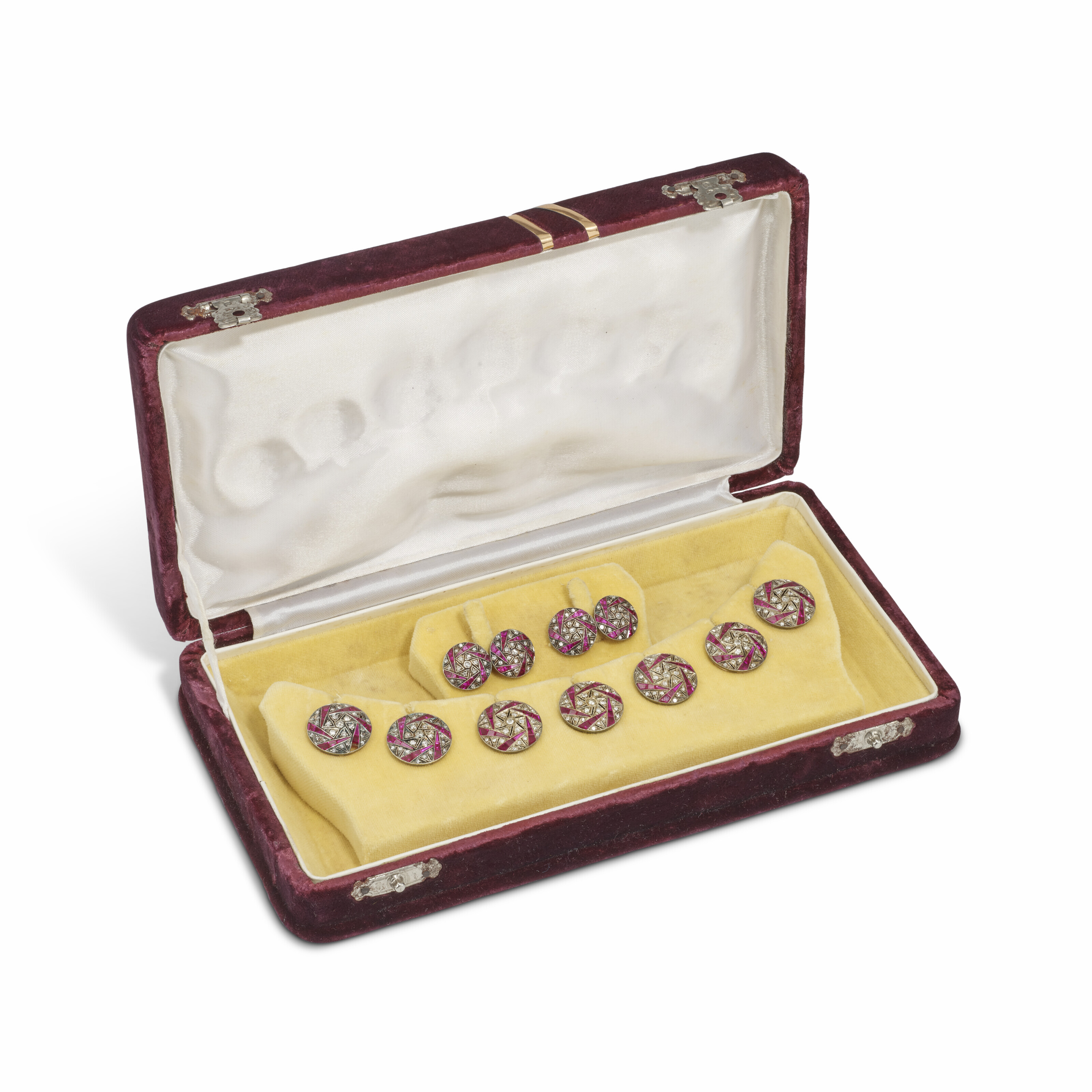 SYNTHETIC RUBY AND DIAMOND SHERWANI BUTTONS AND CUFFLINKS, | Christie’s