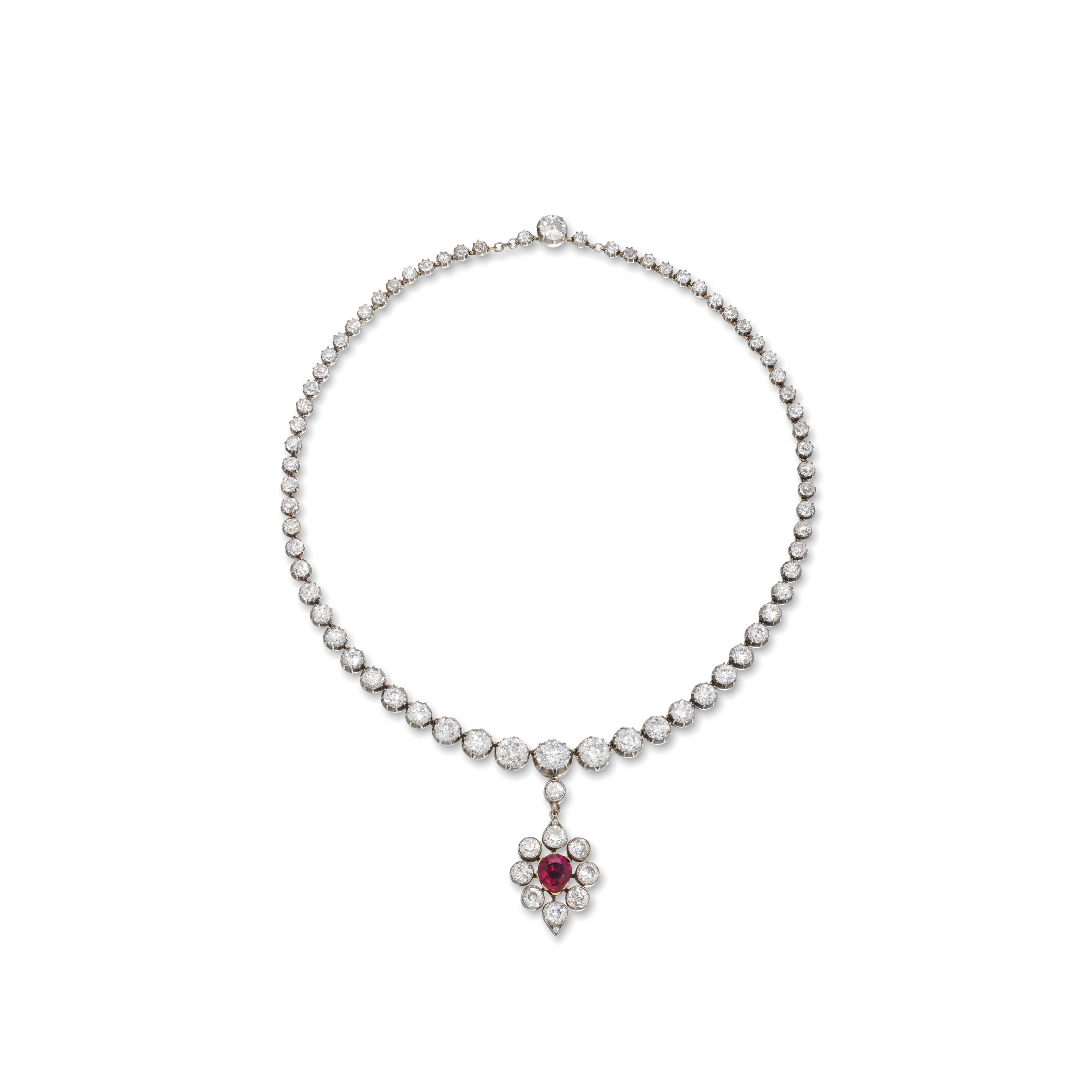 VICTORIAN DIAMOND AND RUBY RIVIÈRE NECKLACE AND PENDANT, | Christie’s