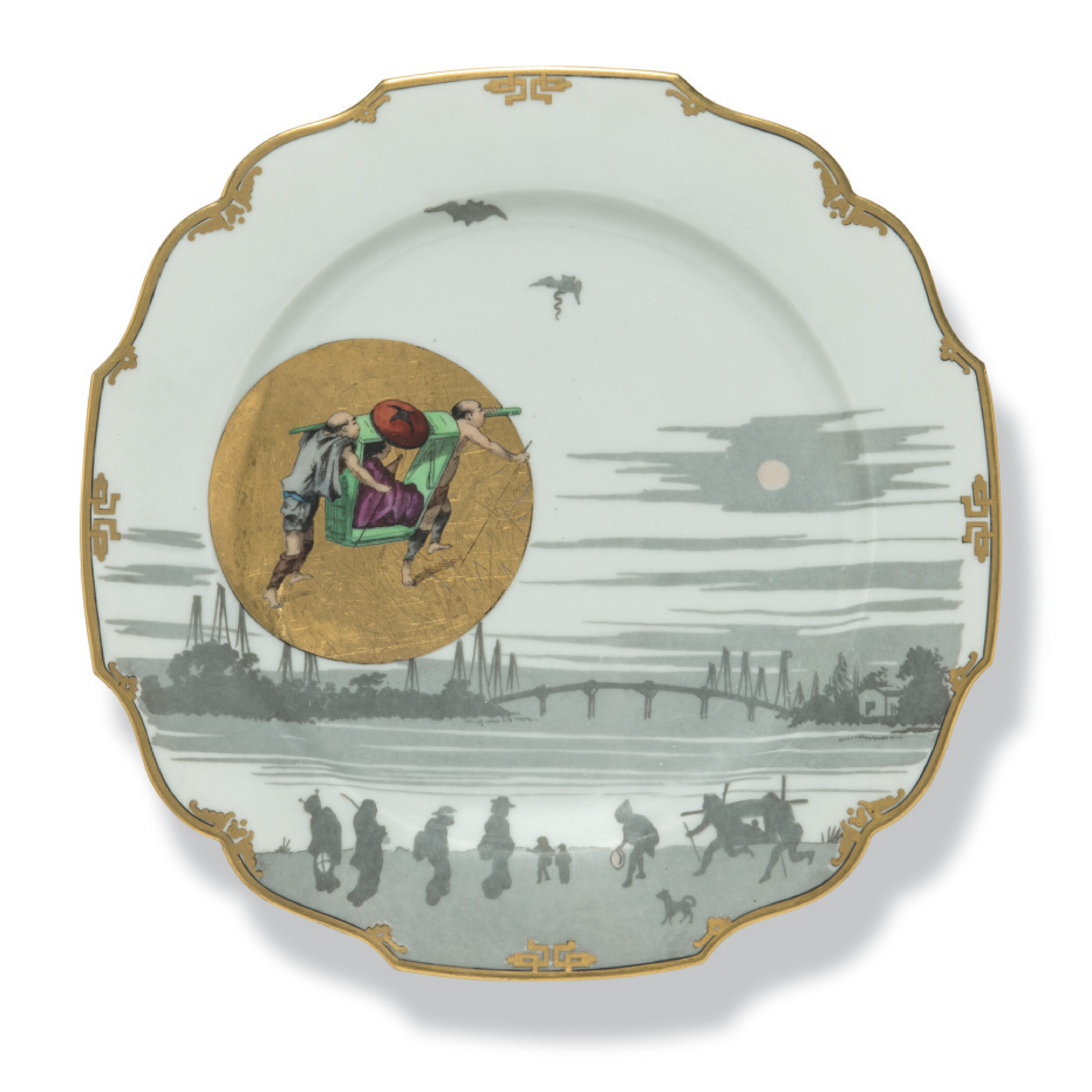 TWELVE PORCELAIN (CH. PILLIVUYT & CIE) 'JAPONISME' DESSERT