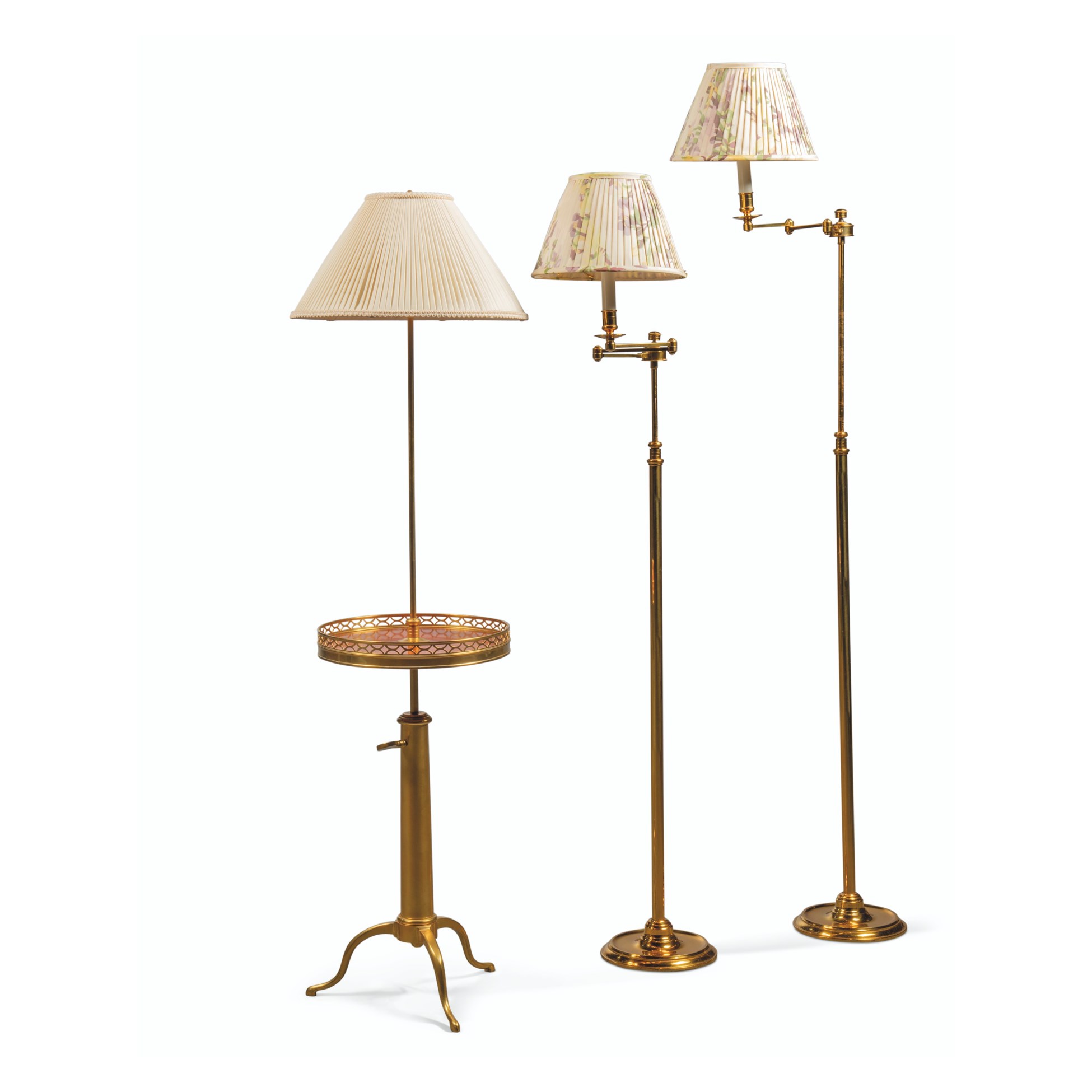 A PAIR OF BRASS TELESCOPIC FLOOR LAMPS, BY MAISON TOULOUSE, LATE 20TH