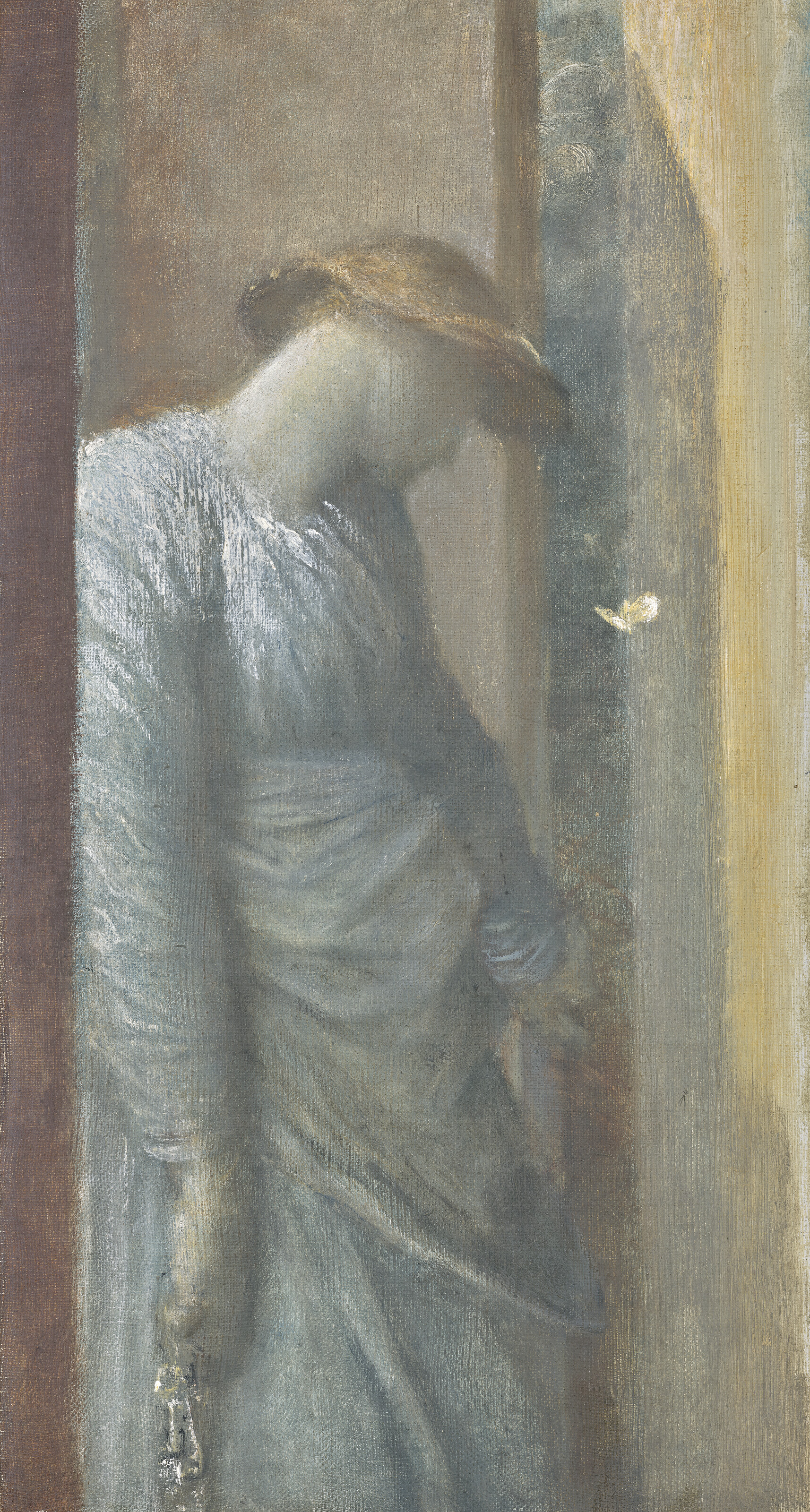 George Frederic Watts, O.M., R.A. (1817-1904), The Open Door. Oil on canvas. 18 x 10 in (45.7 x 25 cm). Sold for £21,420 on 14 July 2022 at Christie’s Online