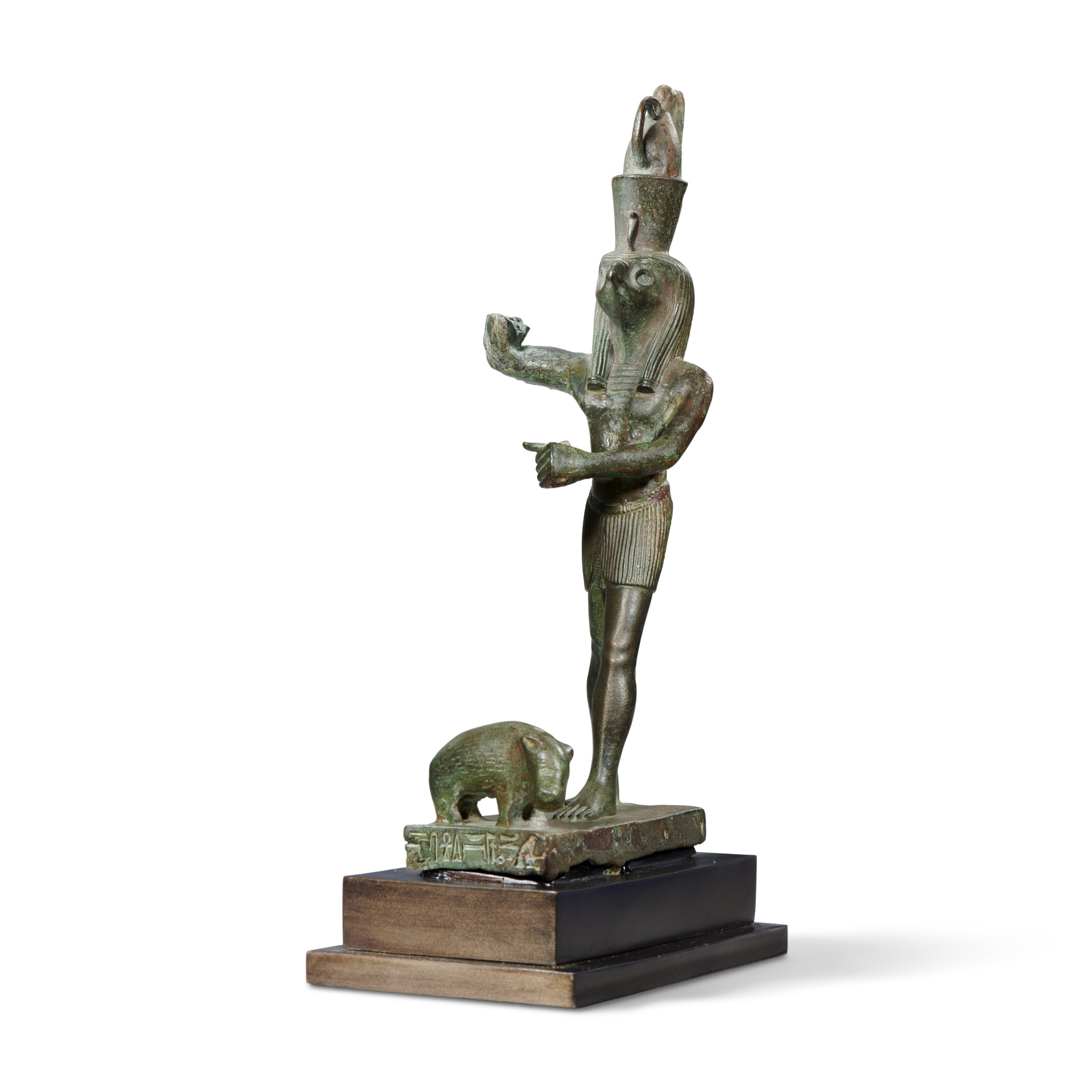 AN EGYPTIAN GOLD-INLAID BRONZE ANUBIS, LATE PERIOD, CIRCA