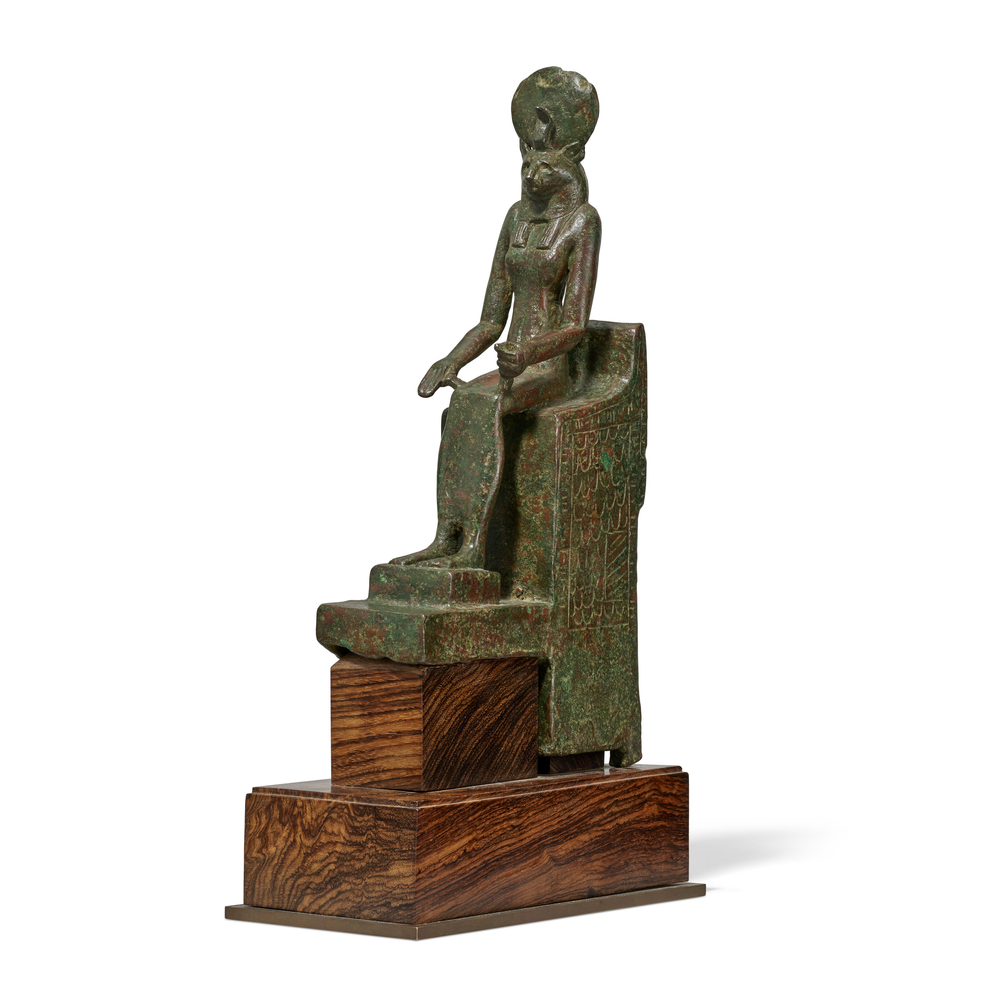 AN EGYPTIAN GOLD-INLAID BRONZE ANUBIS, LATE PERIOD, CIRCA