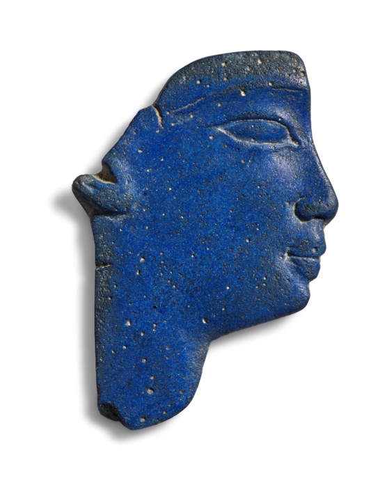 AN EGYPTIAN BLUE GLASS FACE INLAY, PTOLEMAIC PERIOD, CIRCA 33232 B.C. Christie's